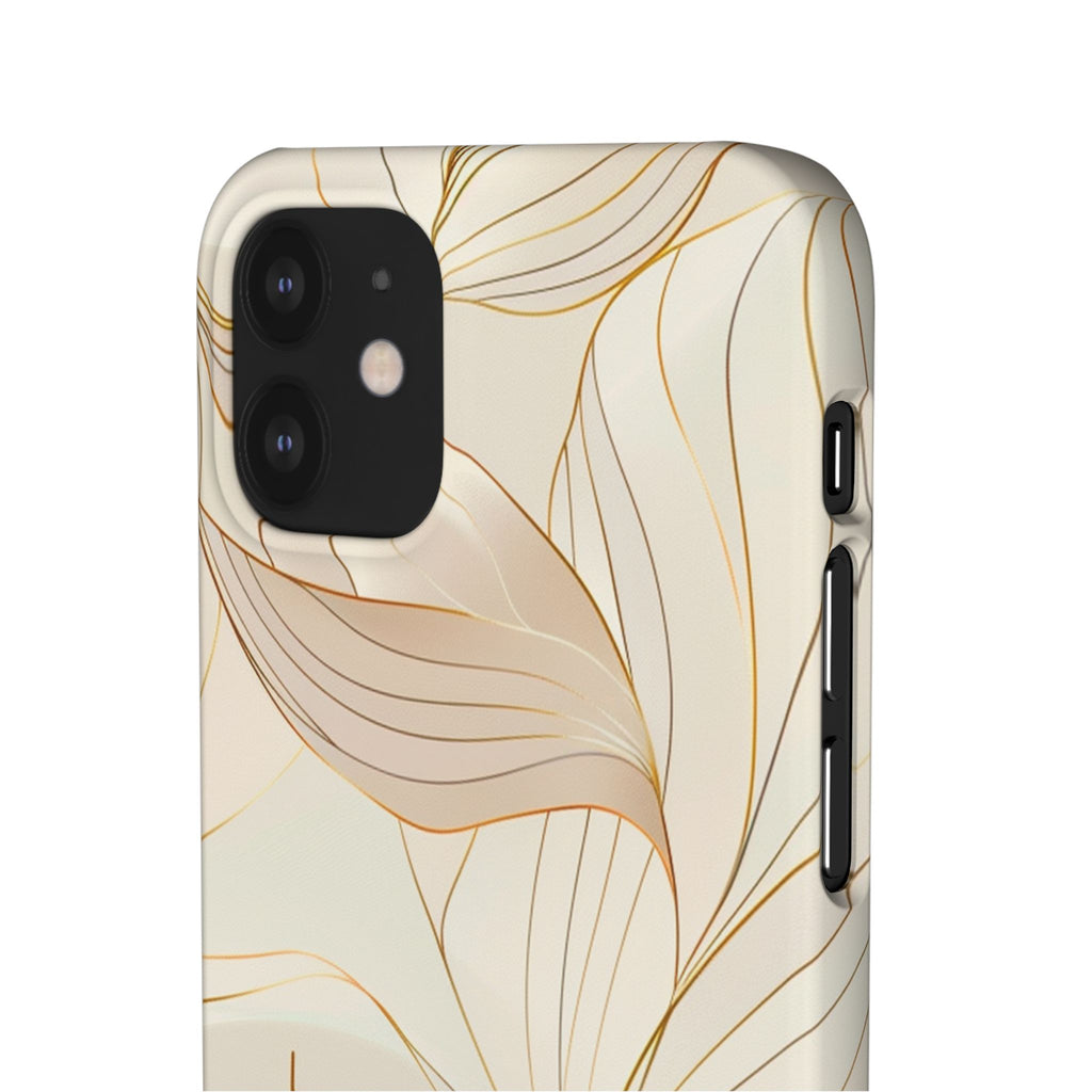 Floral Gold Leaf Phone Case — Elegant Neutral Botanical Snap Case
