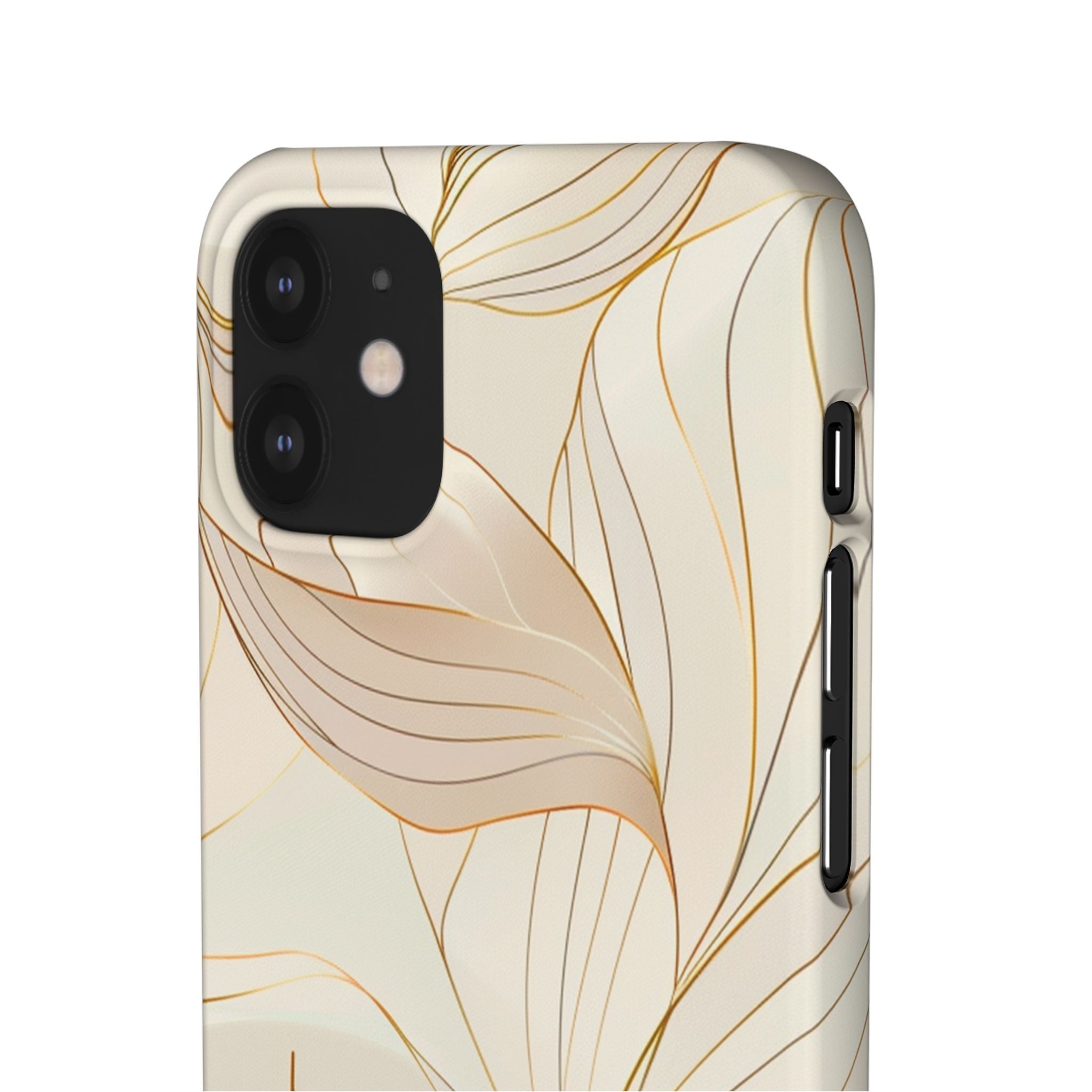 Floral Gold Leaf Phone Case — Elegant Neutral Botanical Snap Case