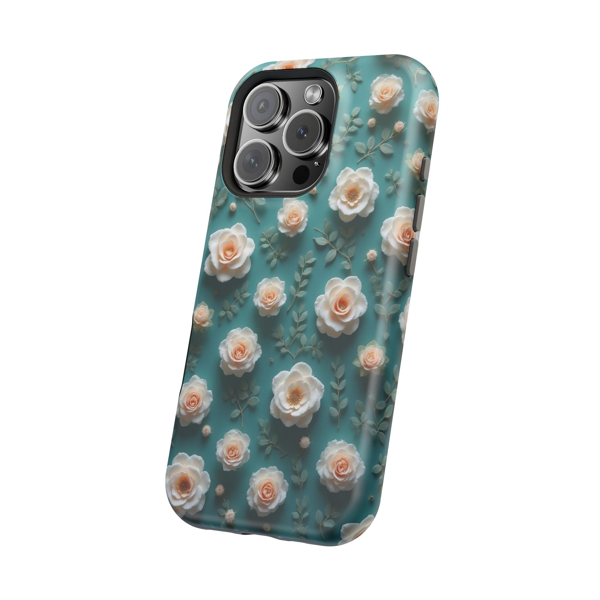 Floral Rose Pattern Magnetic Impact-Resistant Phone Case
