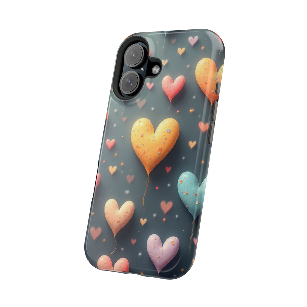 Magnetic Impact-Resistant Phone Case — Colorful Floating Heart Design
