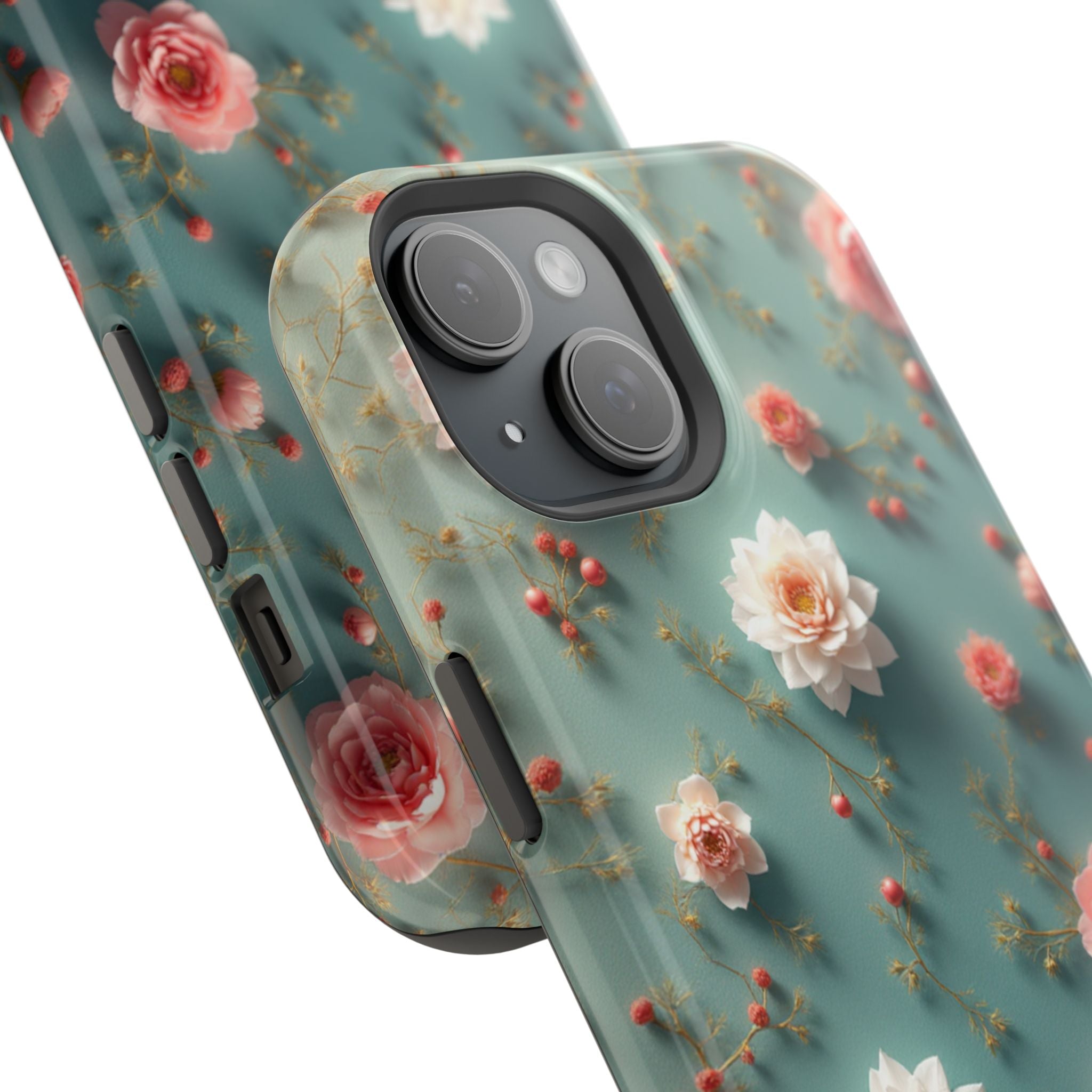 Floral Rose Pattern Magnetic Impact-Resistant Phone Case