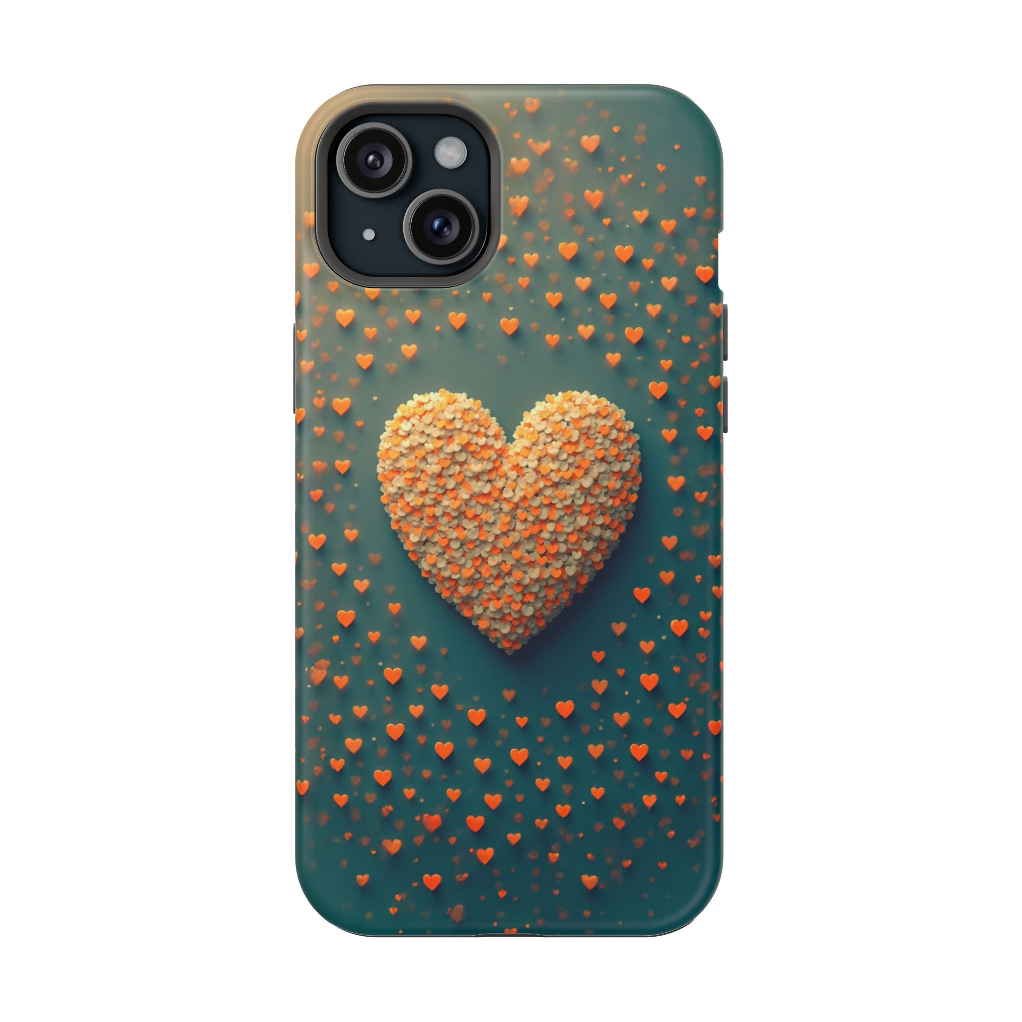 Magnetic Impact-Resistant Phone Case — Textured Heart Confetti Design