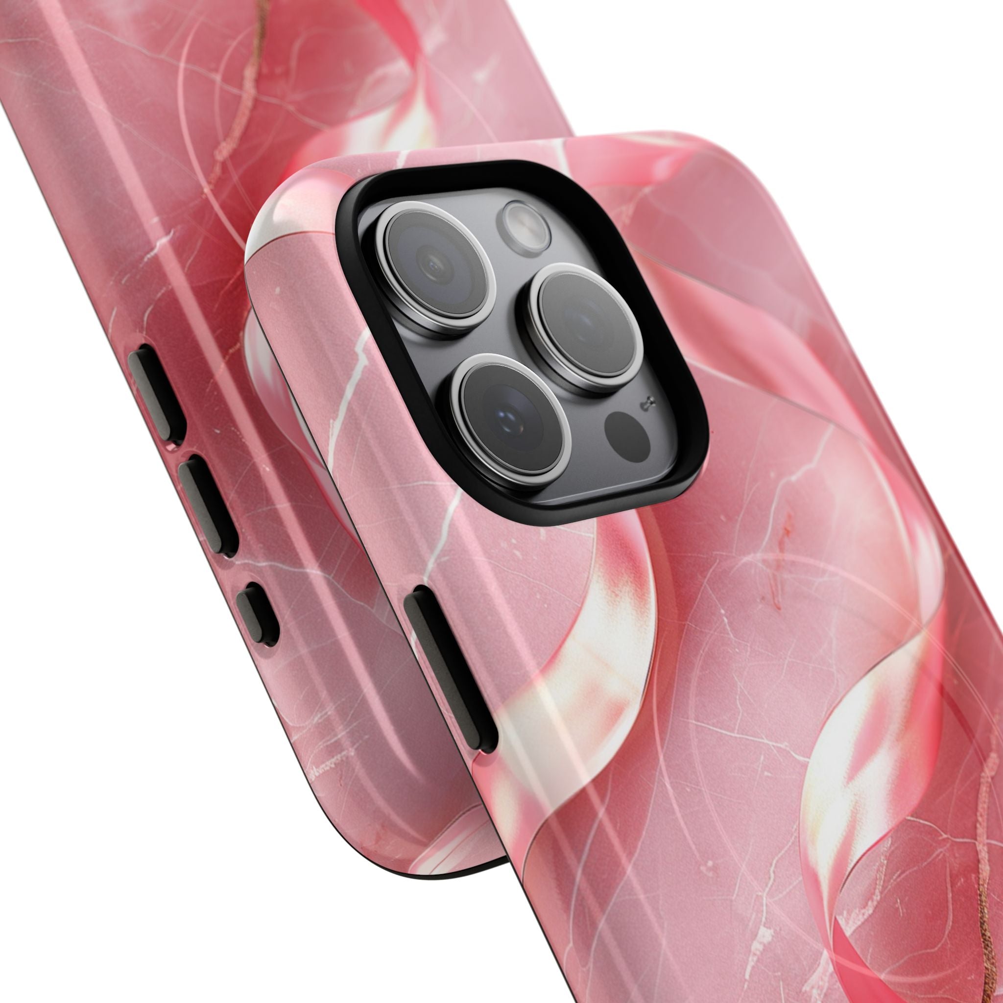 Pink Marble Tough Magnetic Phone Case — Abstract Rose Swirl Magnetic iPhone Cover