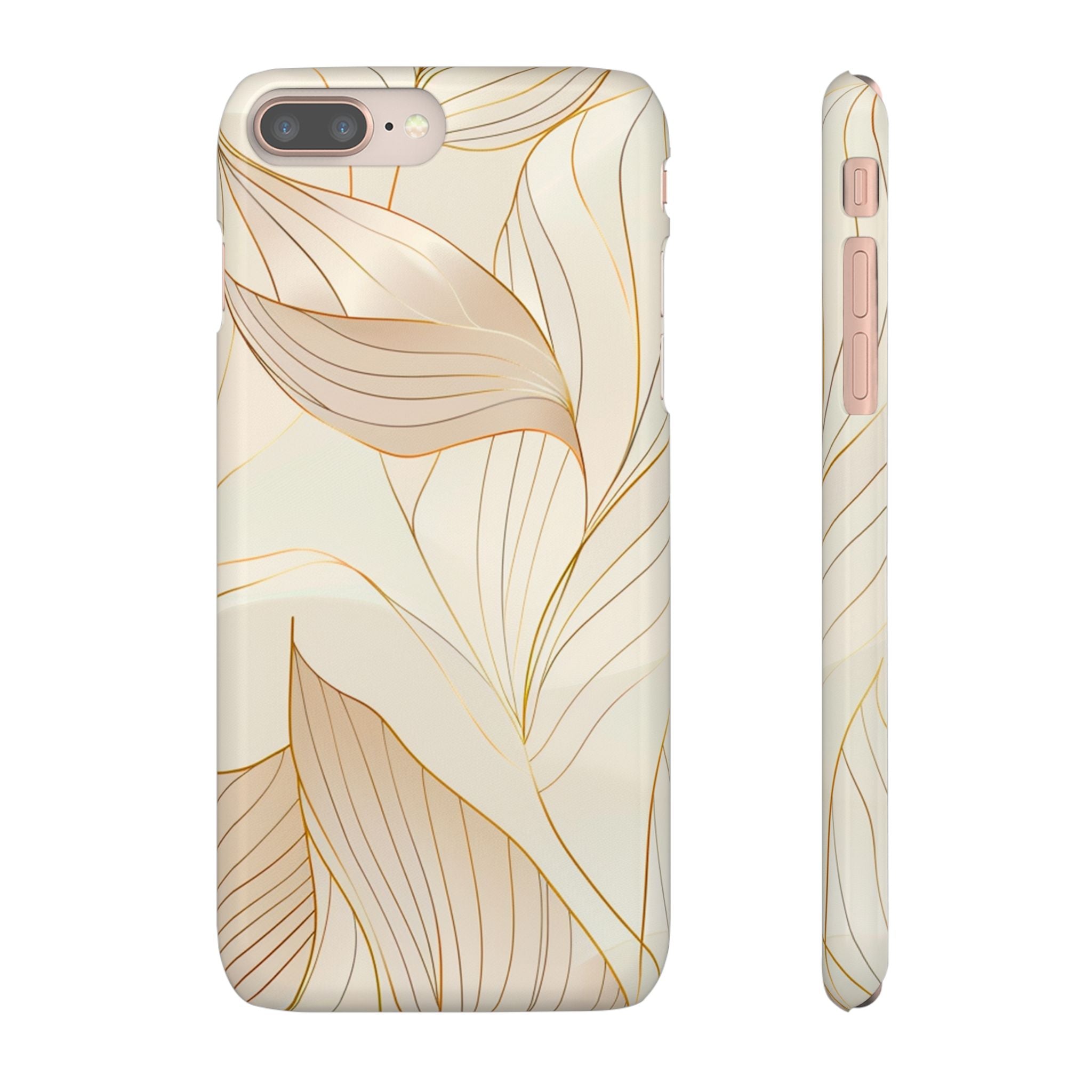 Floral Gold Leaf Phone Case — Elegant Neutral Botanical Snap Case
