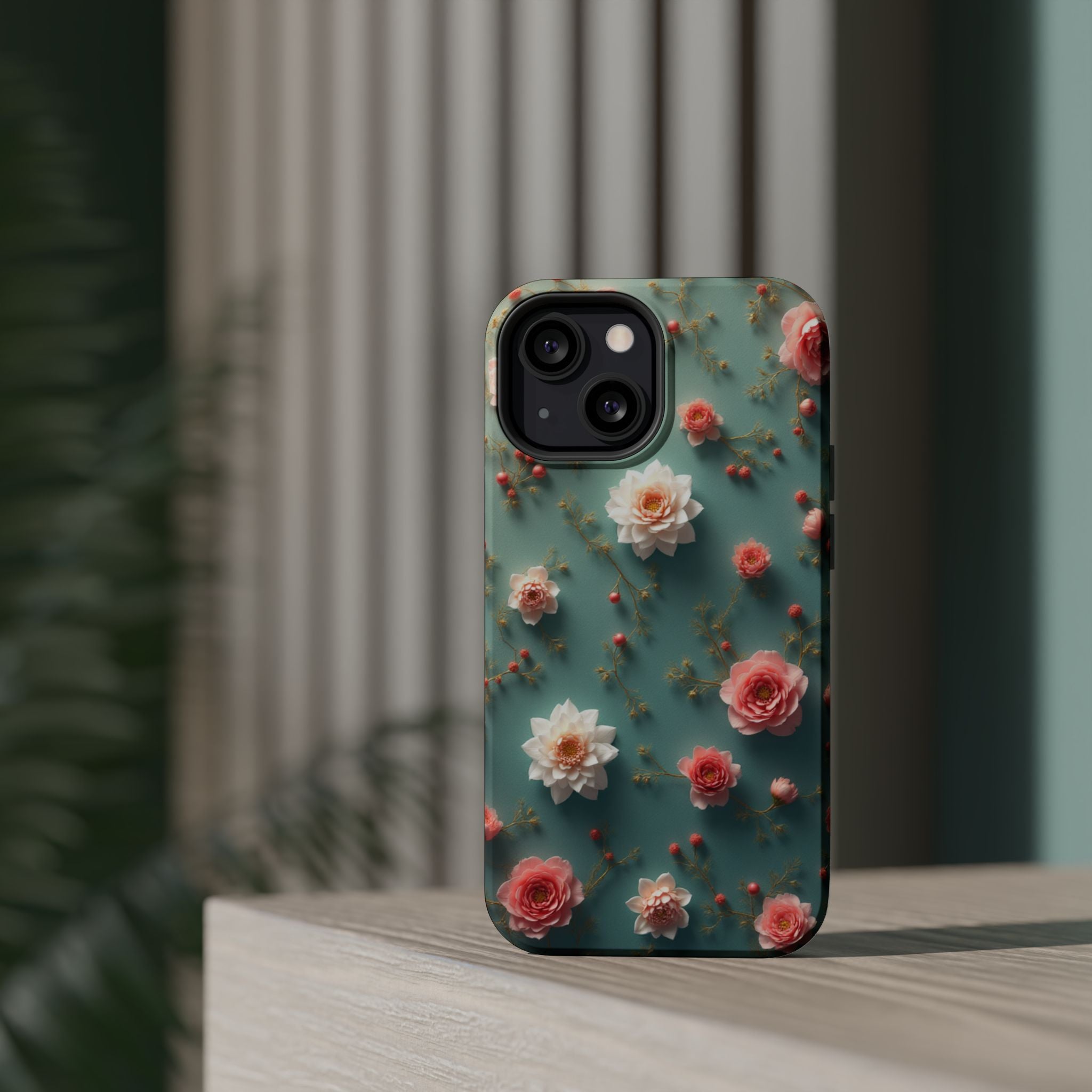 Floral Rose Pattern Magnetic Impact-Resistant Phone Case