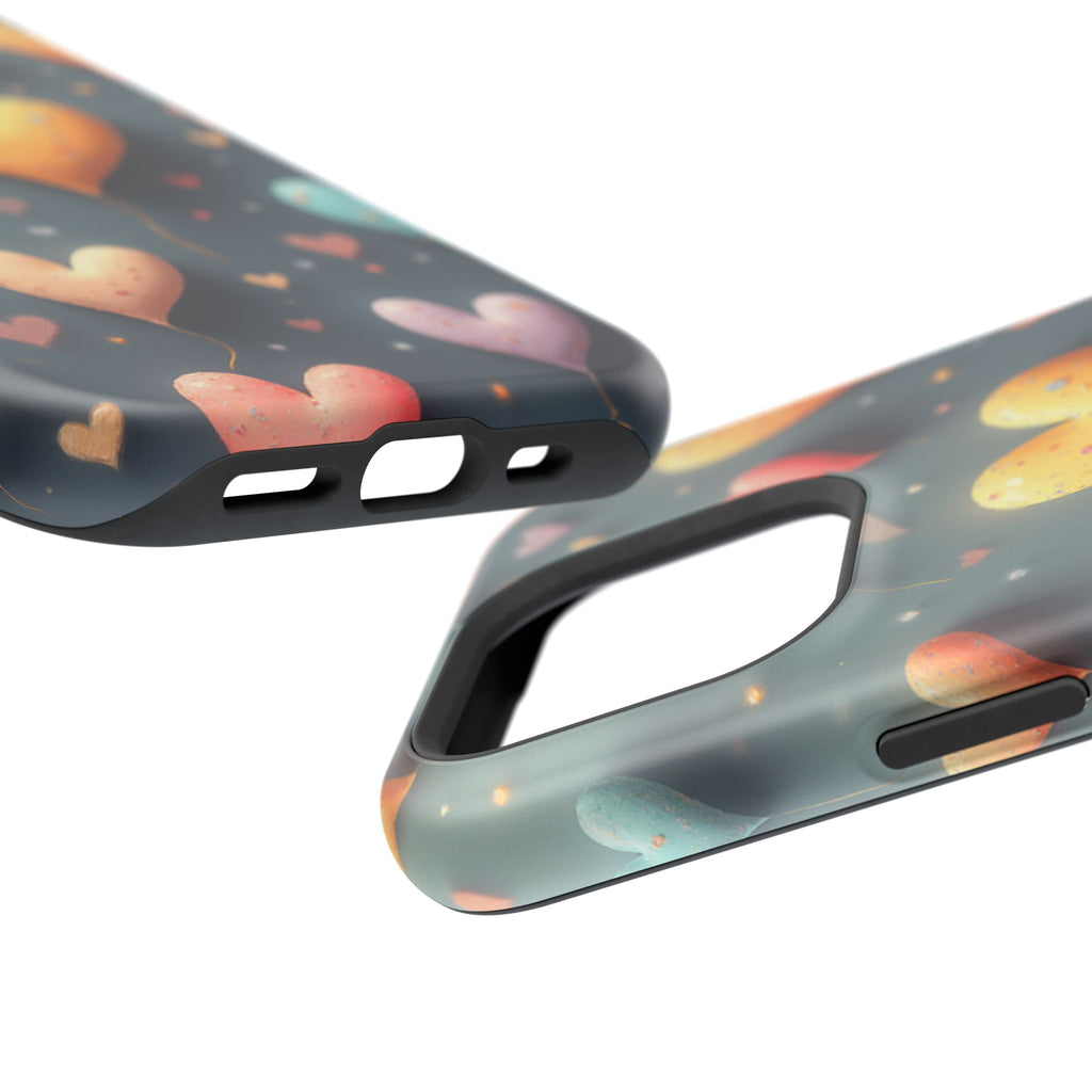 Magnetic Impact-Resistant Phone Case — Colorful Floating Heart Design