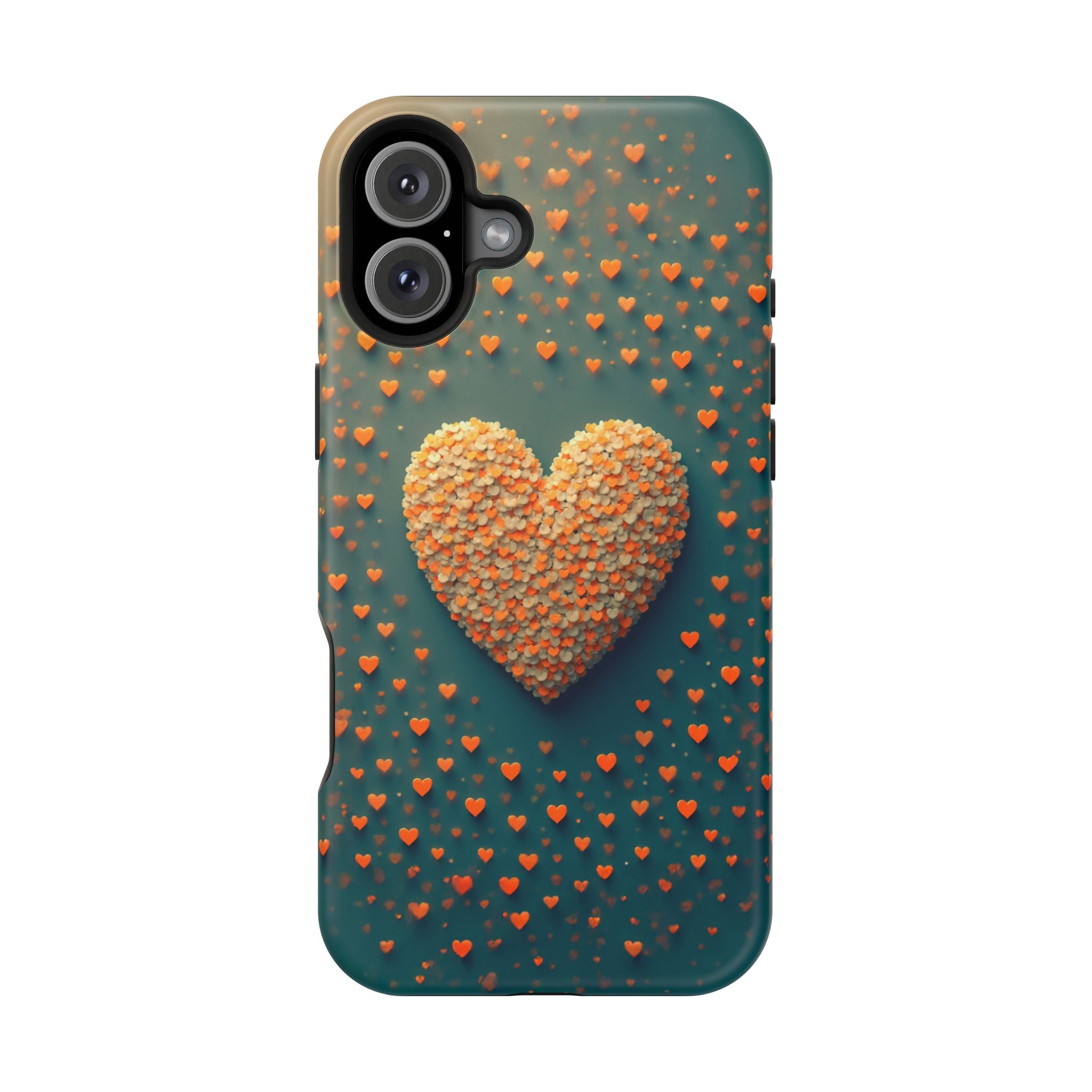 Magnetic Impact-Resistant Phone Case — Textured Heart Confetti Design