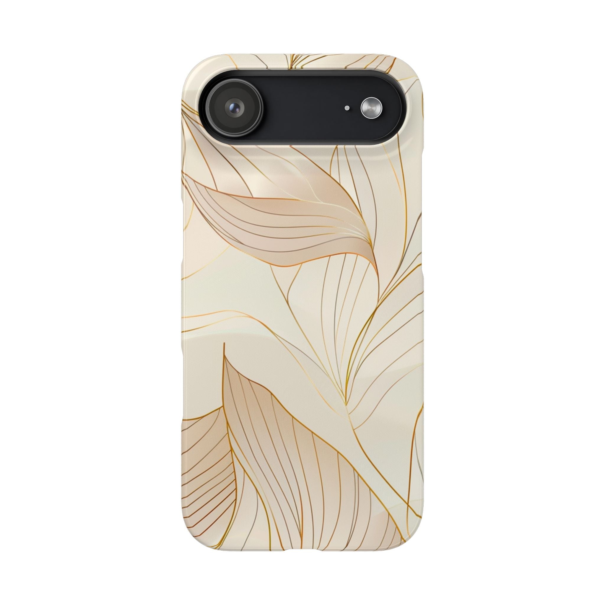 Floral Gold Leaf Phone Case — Elegant Neutral Botanical Snap Case