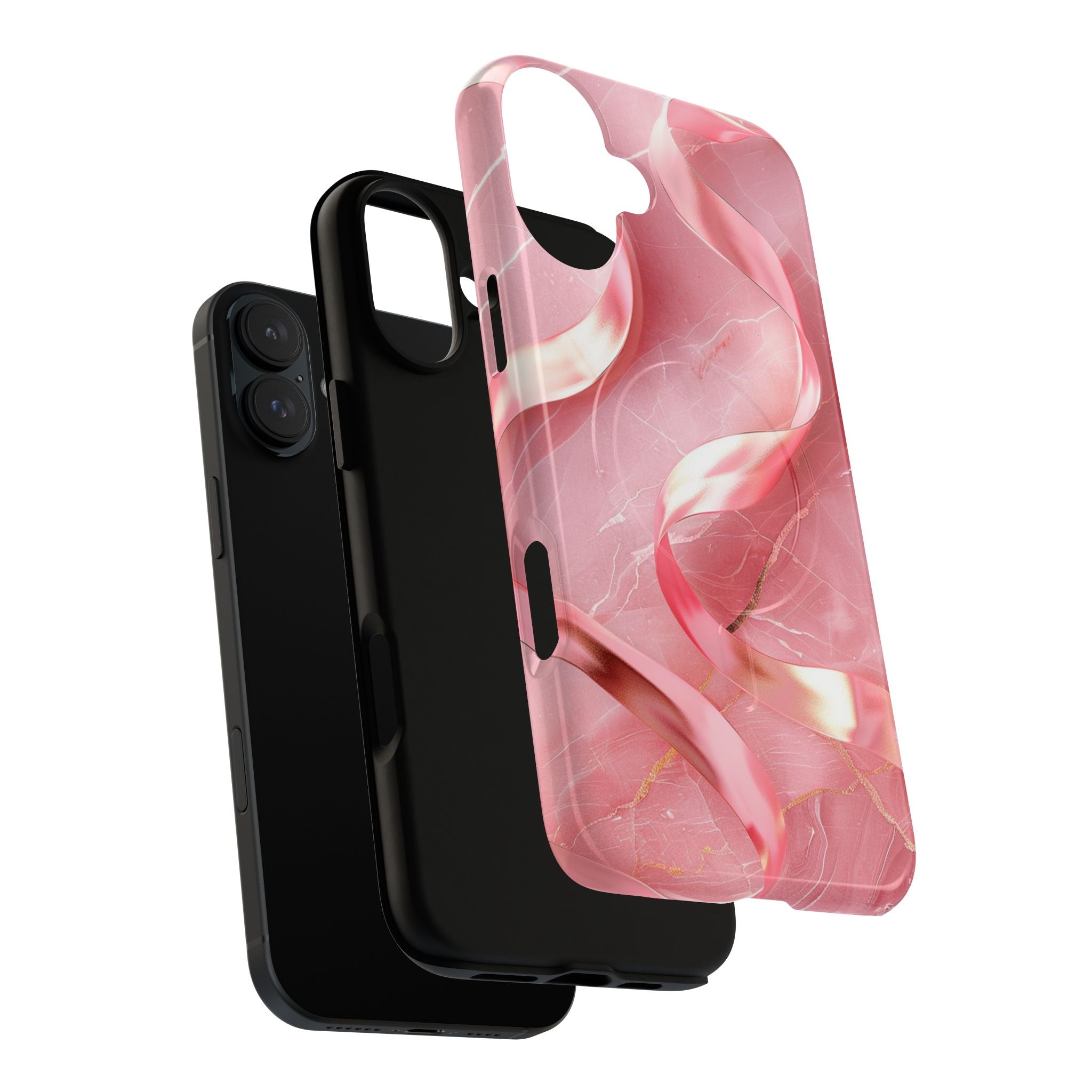 Pink Marble Tough Magnetic Phone Case — Abstract Rose Swirl Magnetic iPhone Cover