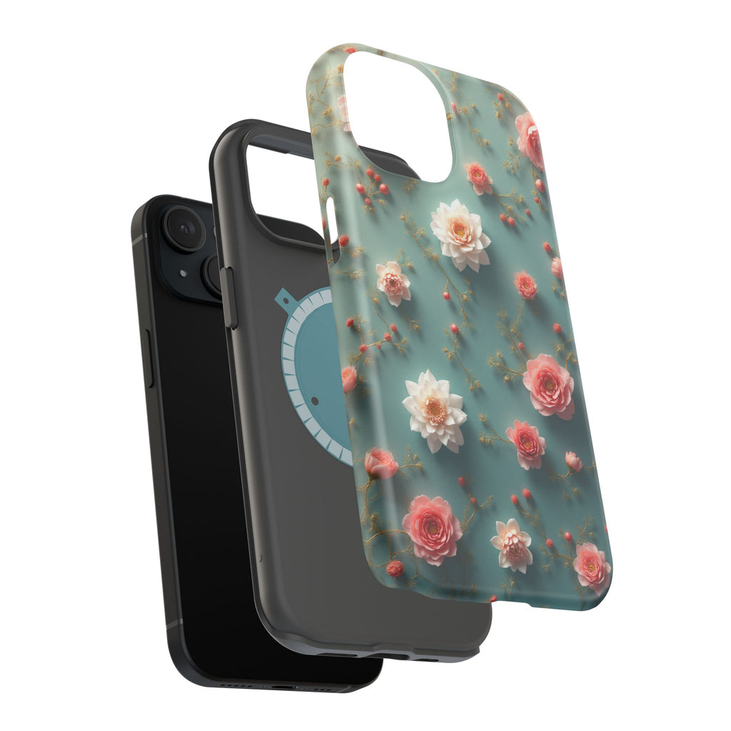 Floral Rose Pattern Magnetic Impact-Resistant Phone Case