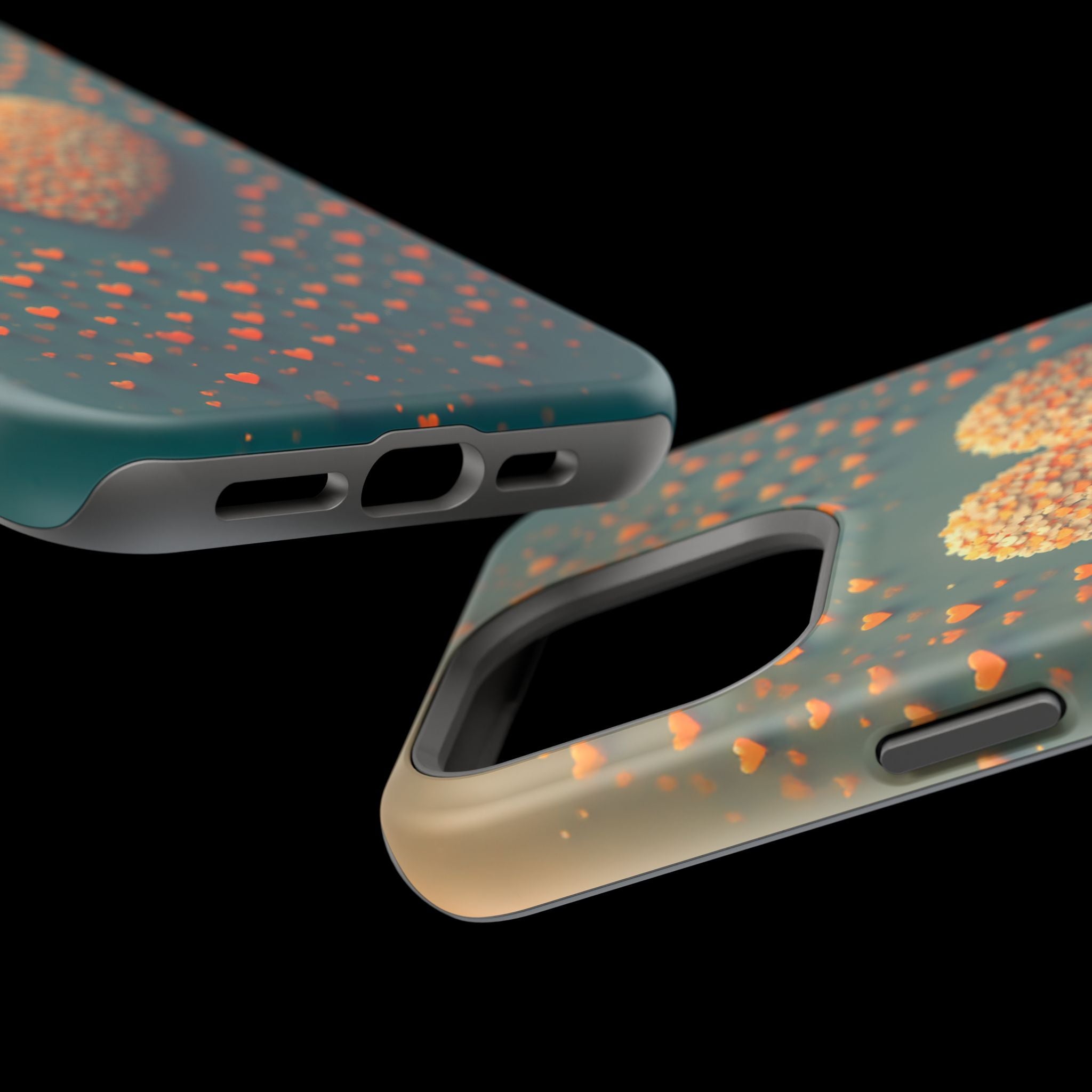 Magnetic Impact-Resistant Phone Case — Textured Heart Confetti Design