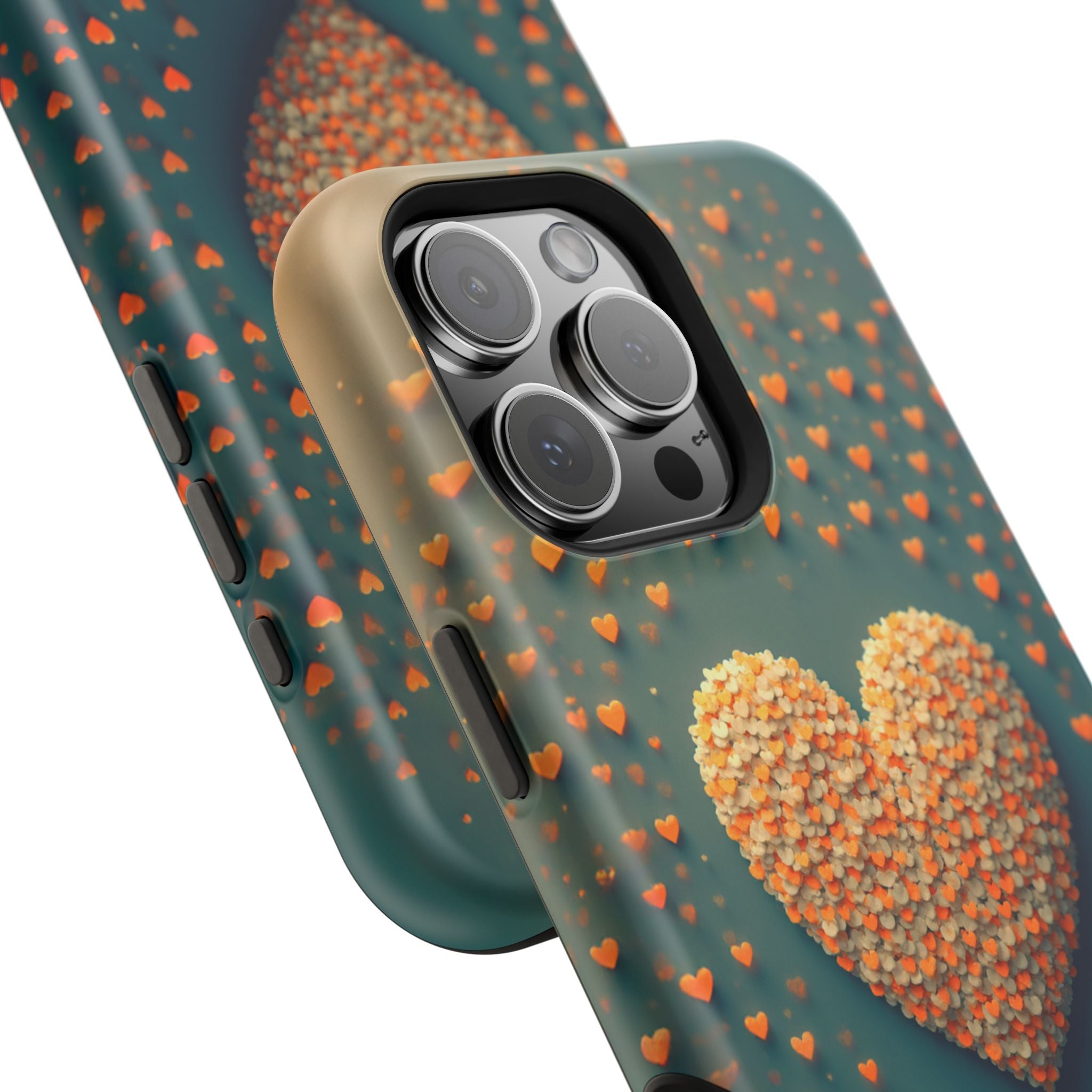 Magnetic Impact-Resistant Phone Case — Textured Heart Confetti Design