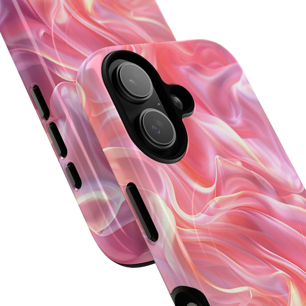 Pink Swirl Tough Magnetic Phone Case — Protective Magnetic iPhone Cover with Iridescent Marble Design