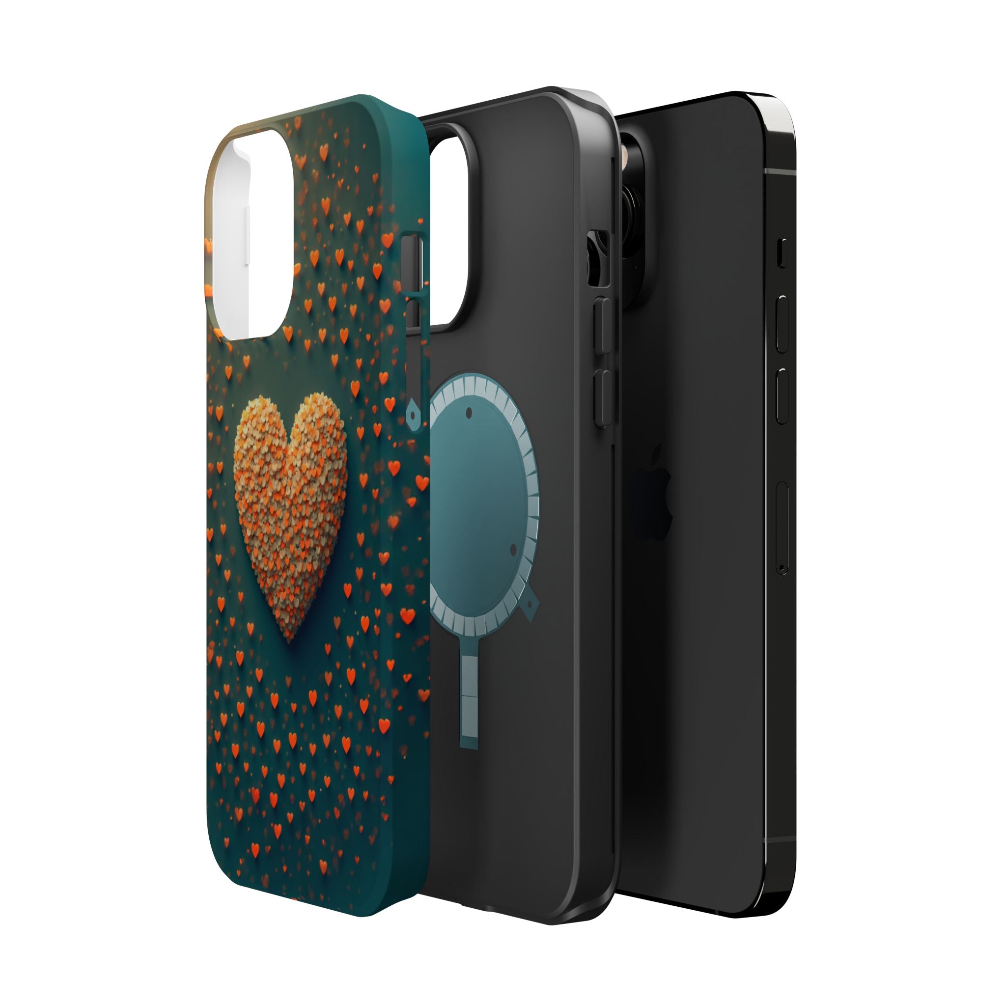 Magnetic Impact-Resistant Phone Case — Textured Heart Confetti Design