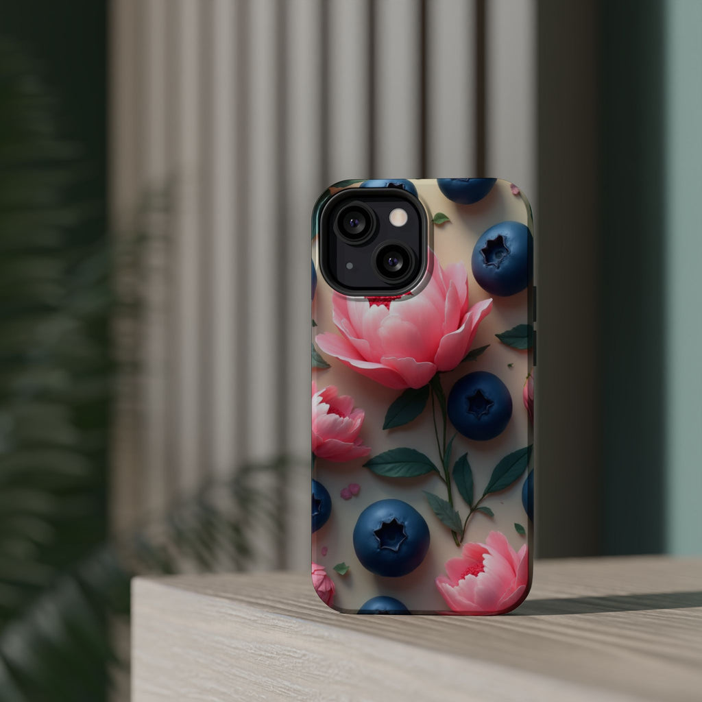 Floral Blueberry Phone Case — Magnetic Impact-Resistant