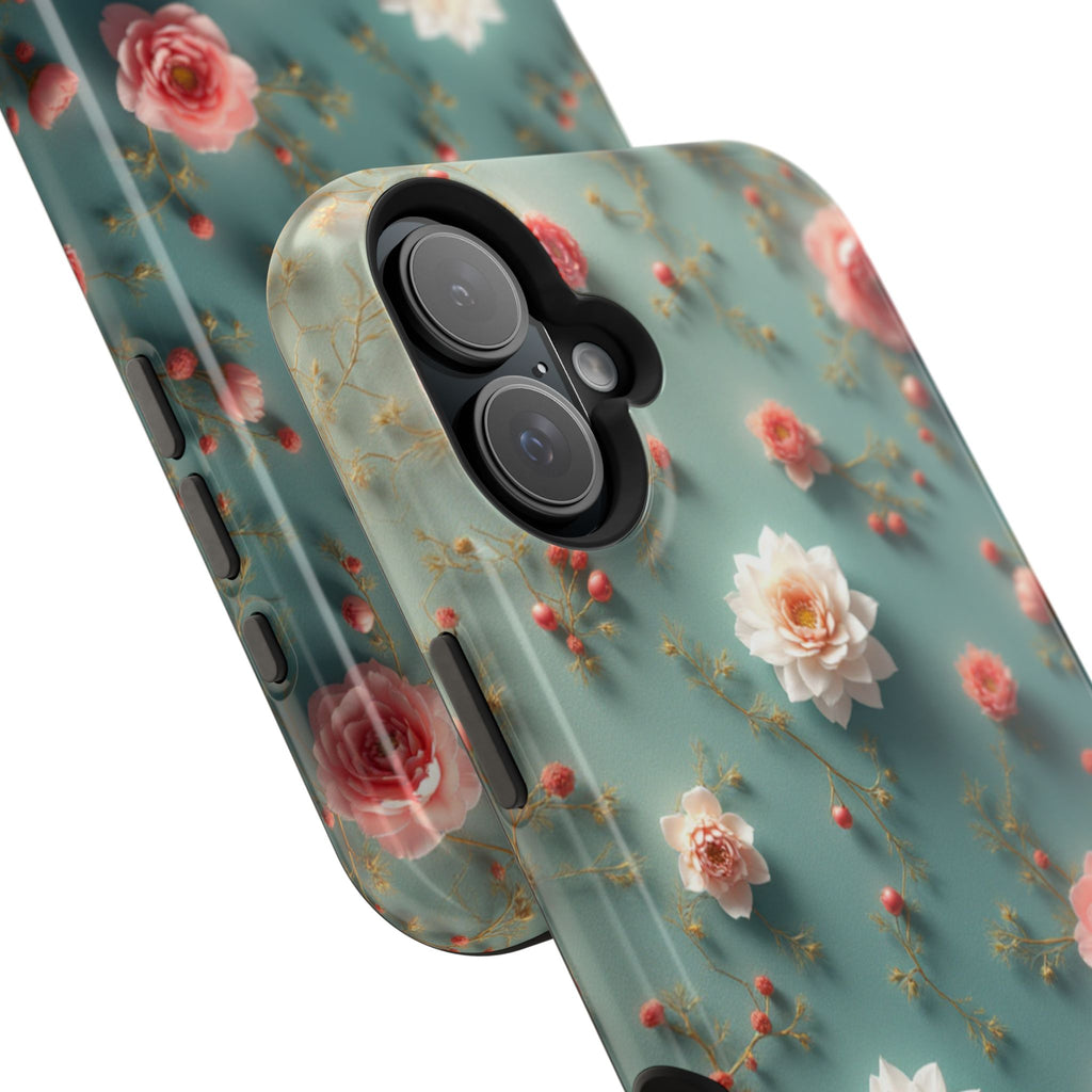 Floral Rose Pattern Magnetic Impact-Resistant Phone Case