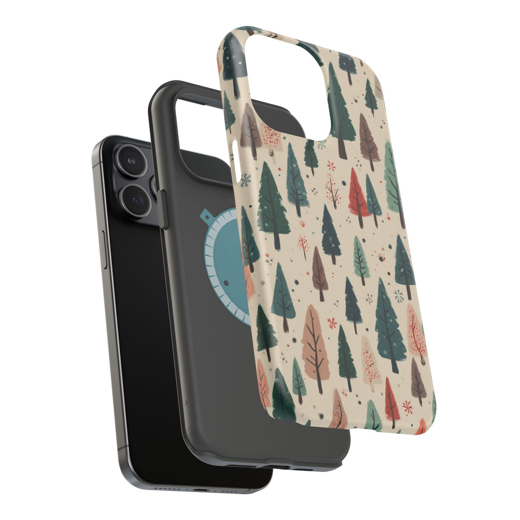 Forest Pattern Magnetic Impact-Resistant Phone Case — Winter Tree Design