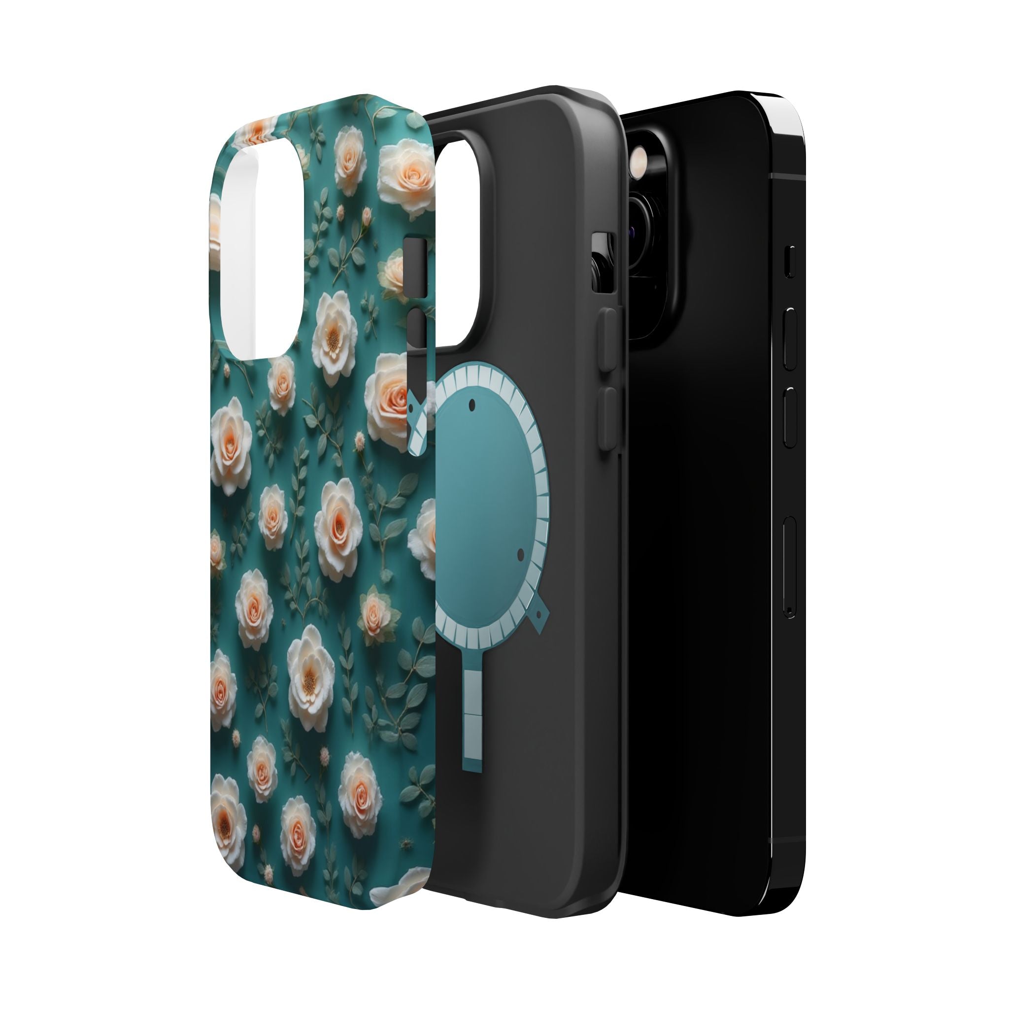 Floral Rose Pattern Magnetic Impact-Resistant Phone Case