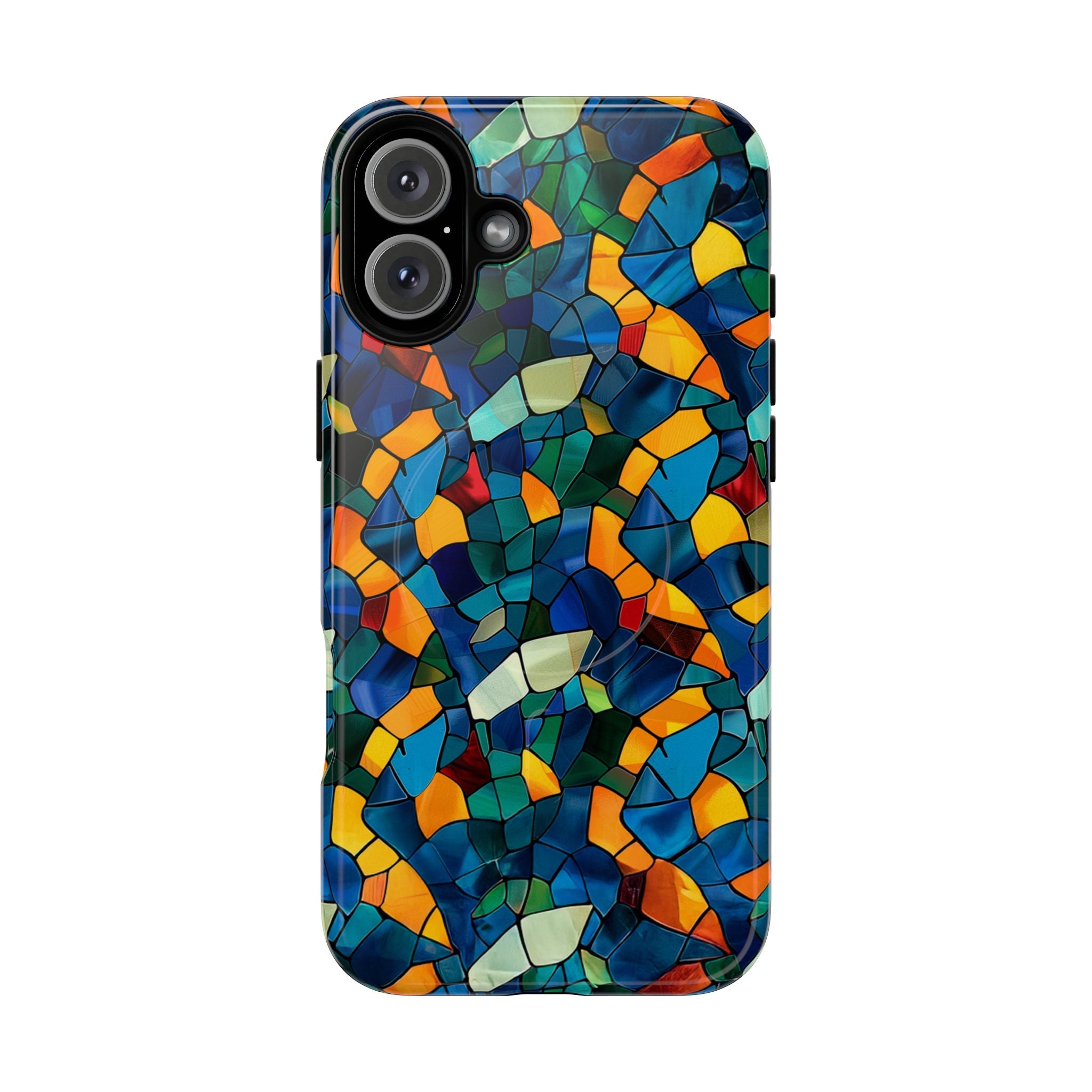 Stained Glass Mosaic Tough Magnetic Phone Case — Vibrant Abstract Protective Cover