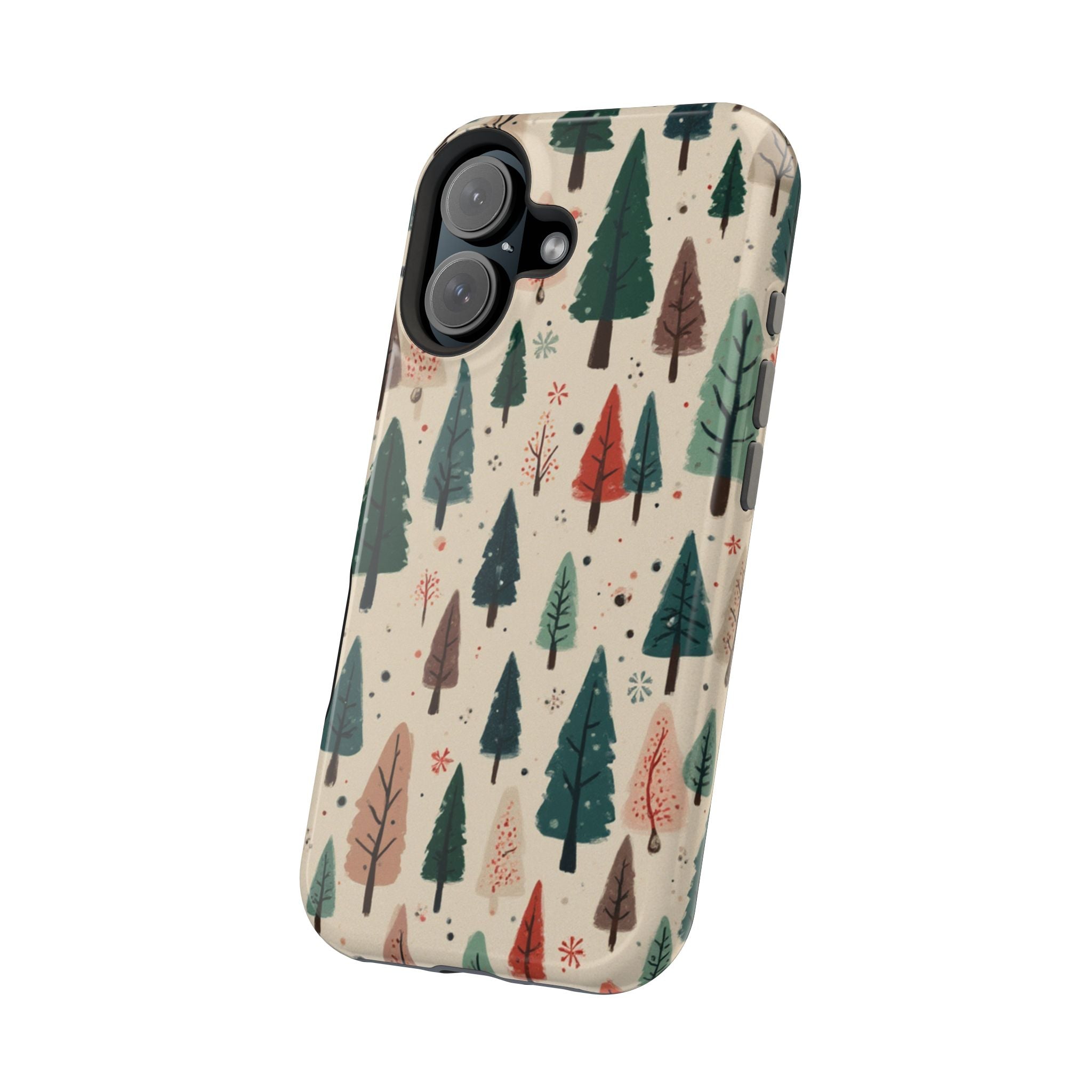 Forest Pattern Magnetic Impact-Resistant Phone Case — Winter Tree Design