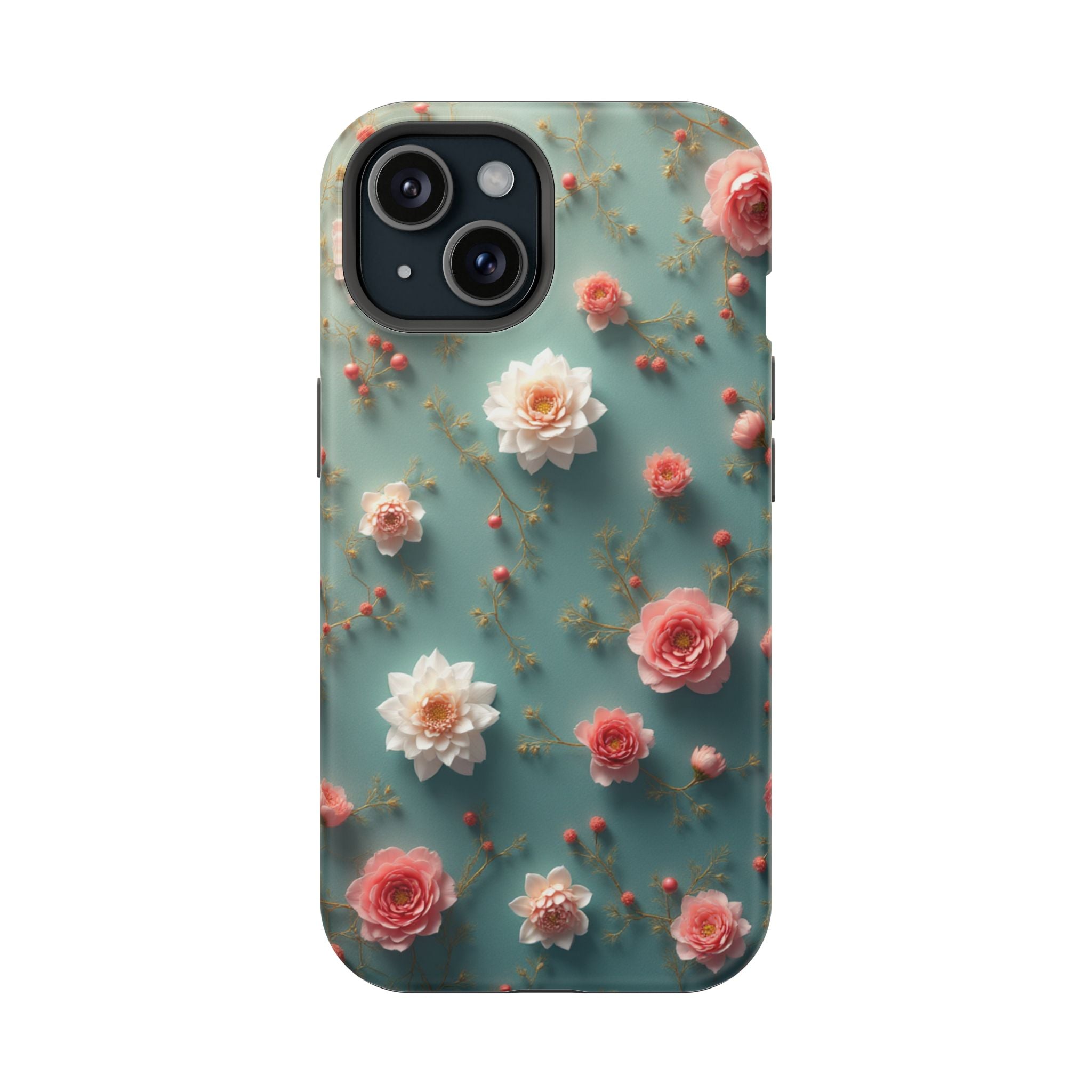 Floral Rose Pattern Magnetic Impact-Resistant Phone Case