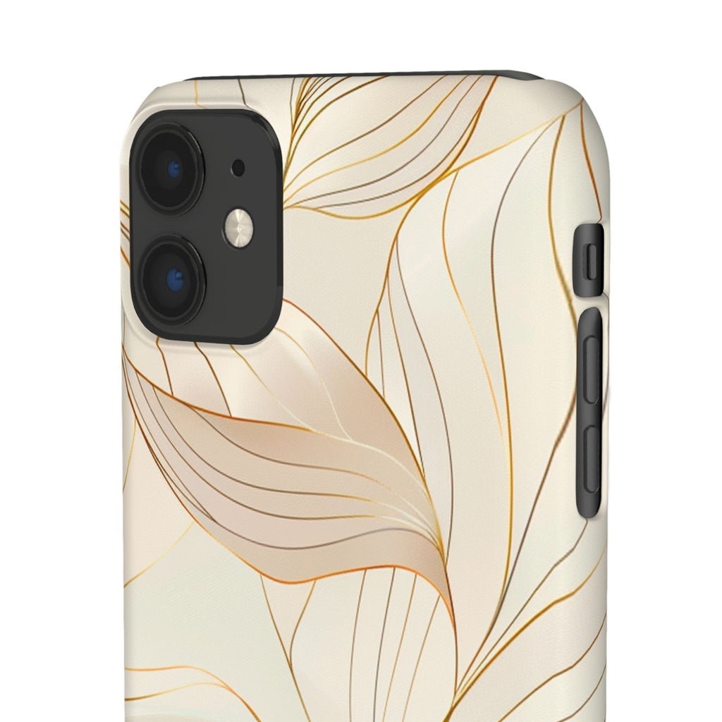 Floral Gold Leaf Phone Case — Elegant Neutral Botanical Snap Case