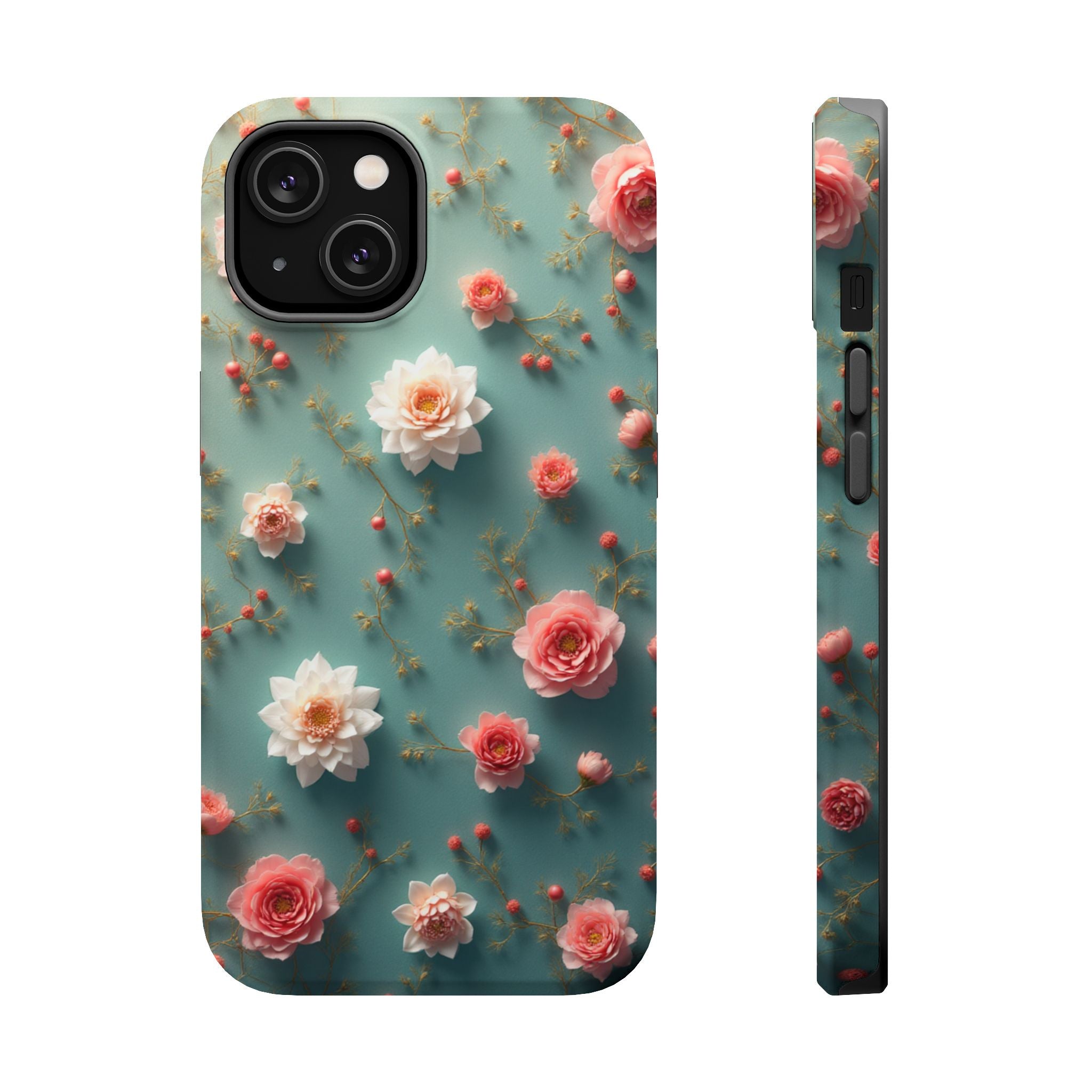 Floral Rose Pattern Magnetic Impact-Resistant Phone Case
