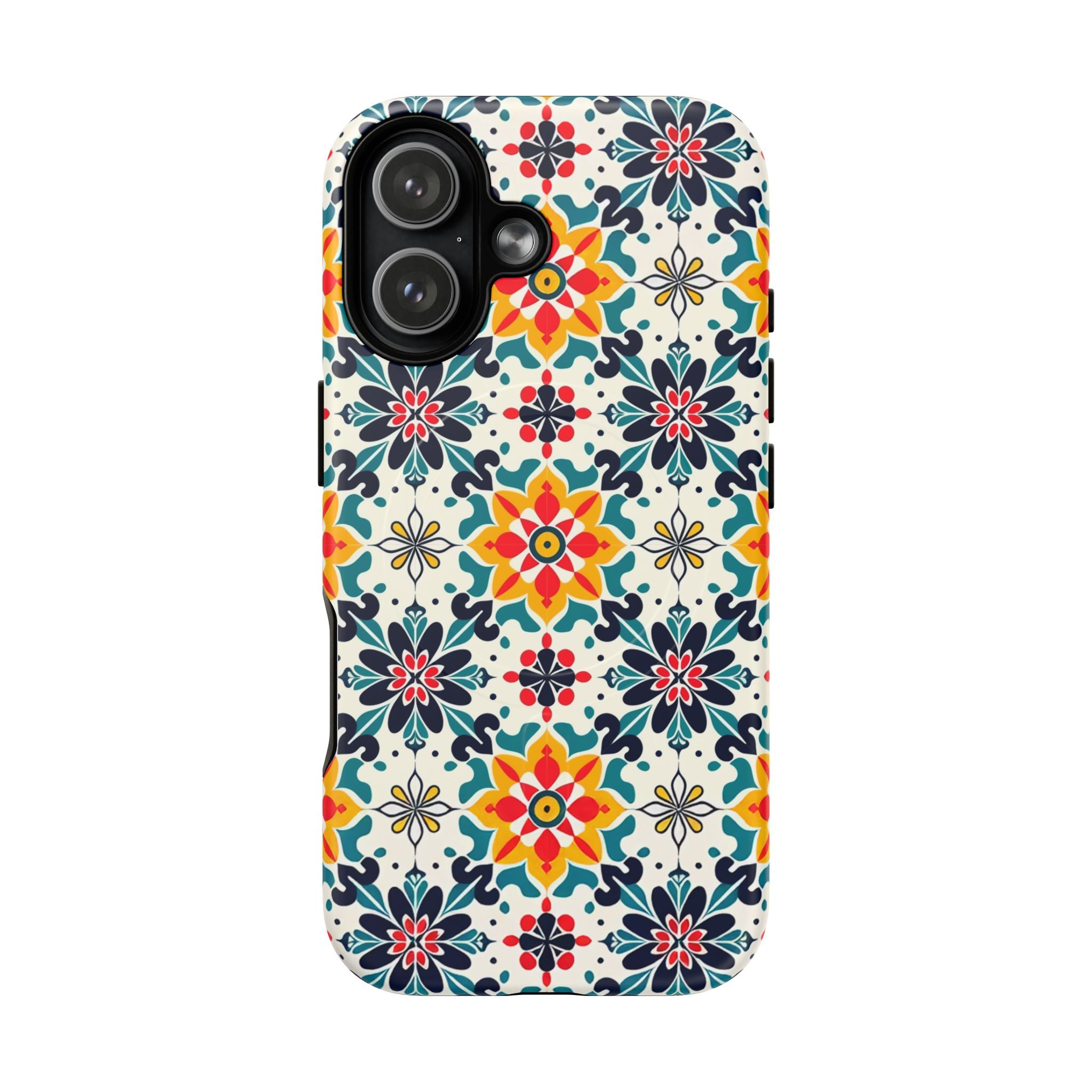 Floral Mosaic Tough Magnetic Phone Case — Colorful Boho Protective Cover