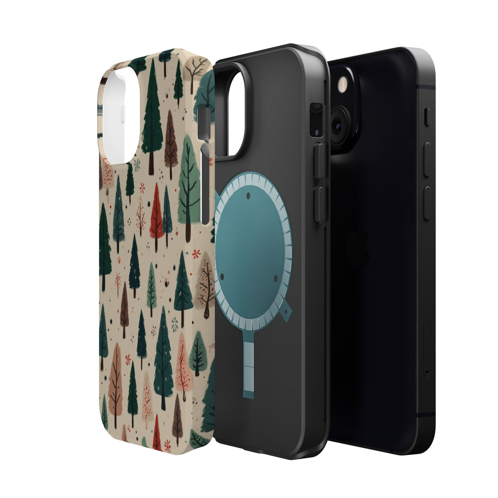 Forest Pattern Magnetic Impact-Resistant Phone Case — Winter Tree Design