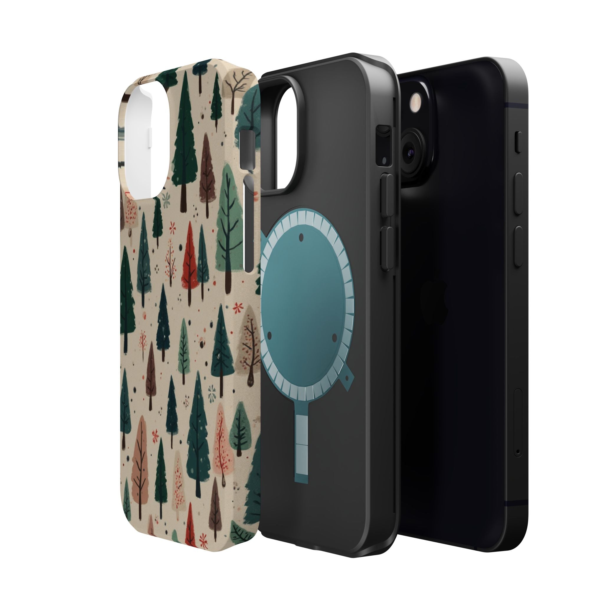 Forest Pattern Magnetic Impact-Resistant Phone Case — Winter Tree Design