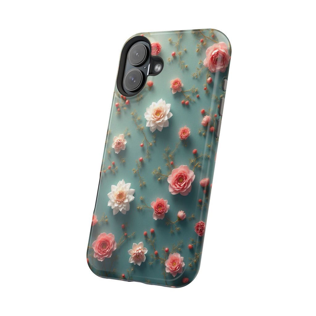 Floral Rose Pattern Magnetic Impact-Resistant Phone Case