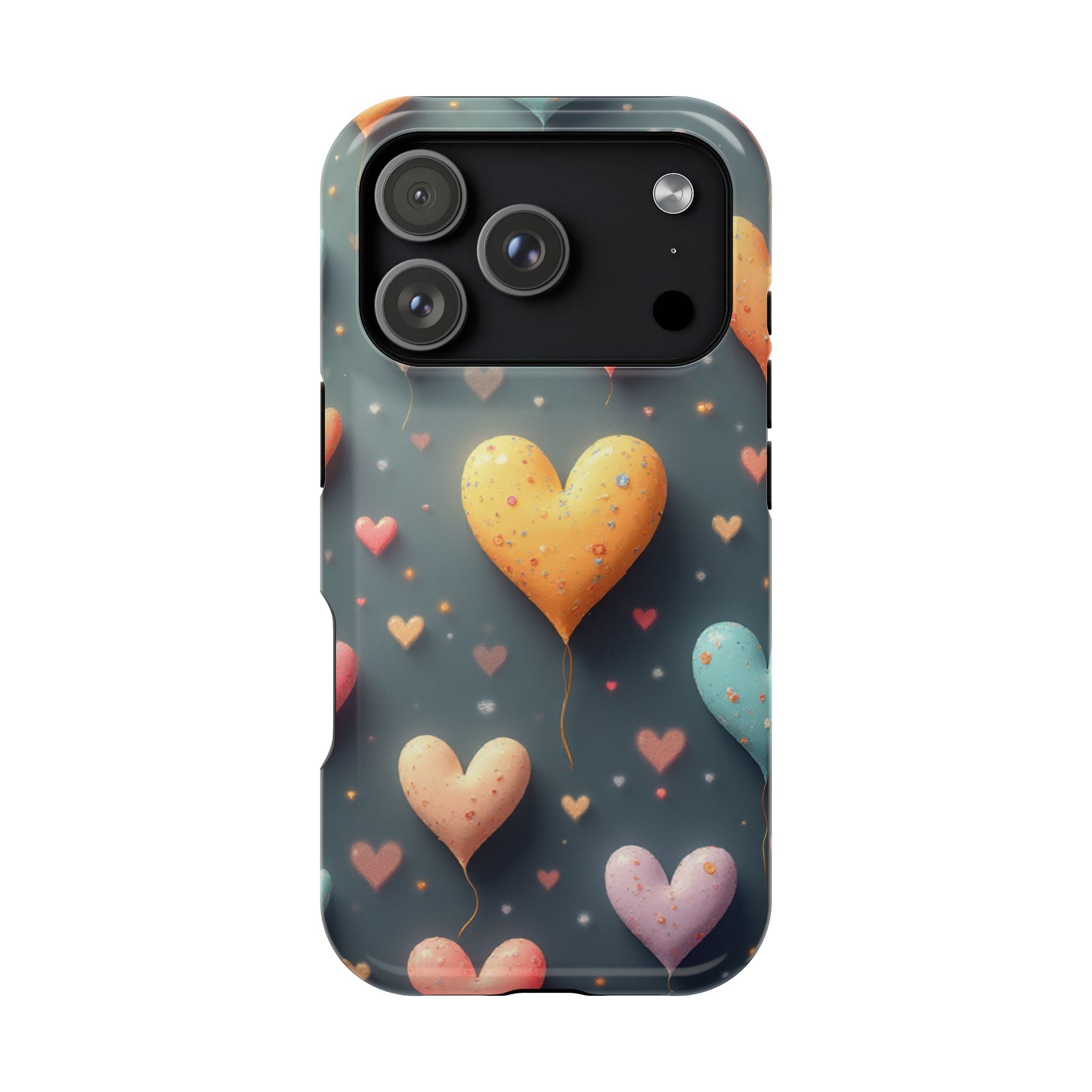 Magnetic Impact-Resistant Phone Case — Colorful Floating Heart Design