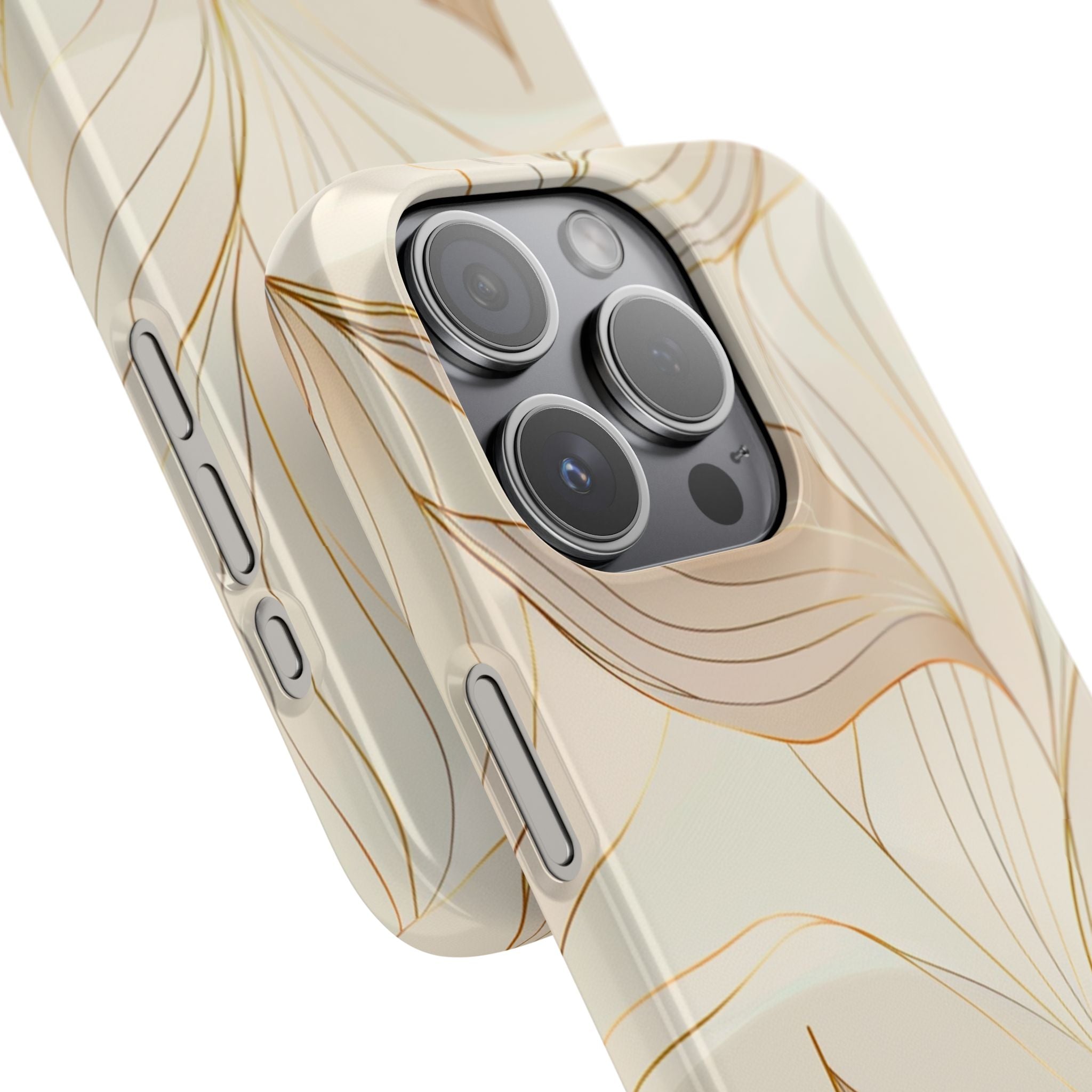 Floral Gold Leaf Phone Case — Elegant Neutral Botanical Snap Case