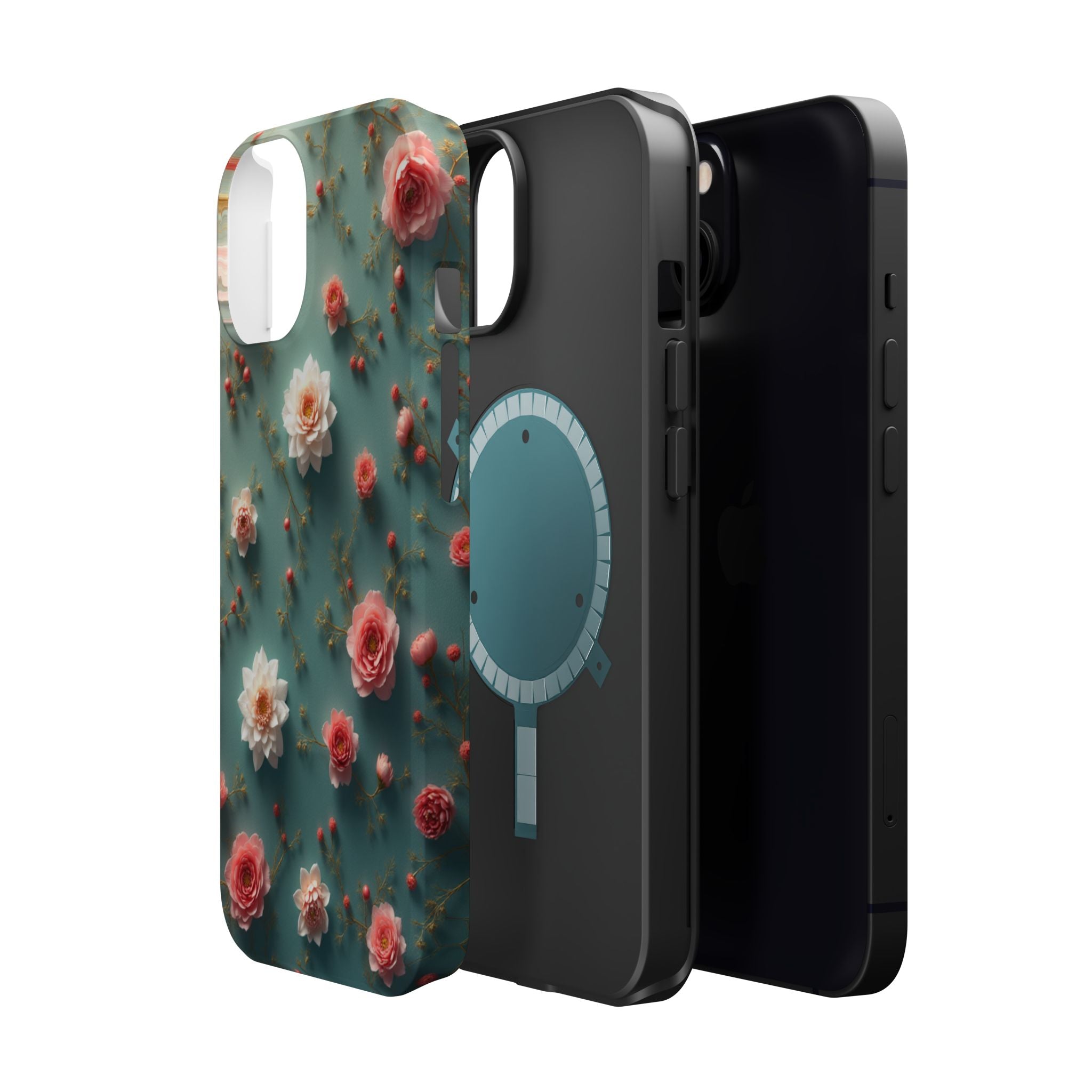 Floral Rose Pattern Magnetic Impact-Resistant Phone Case