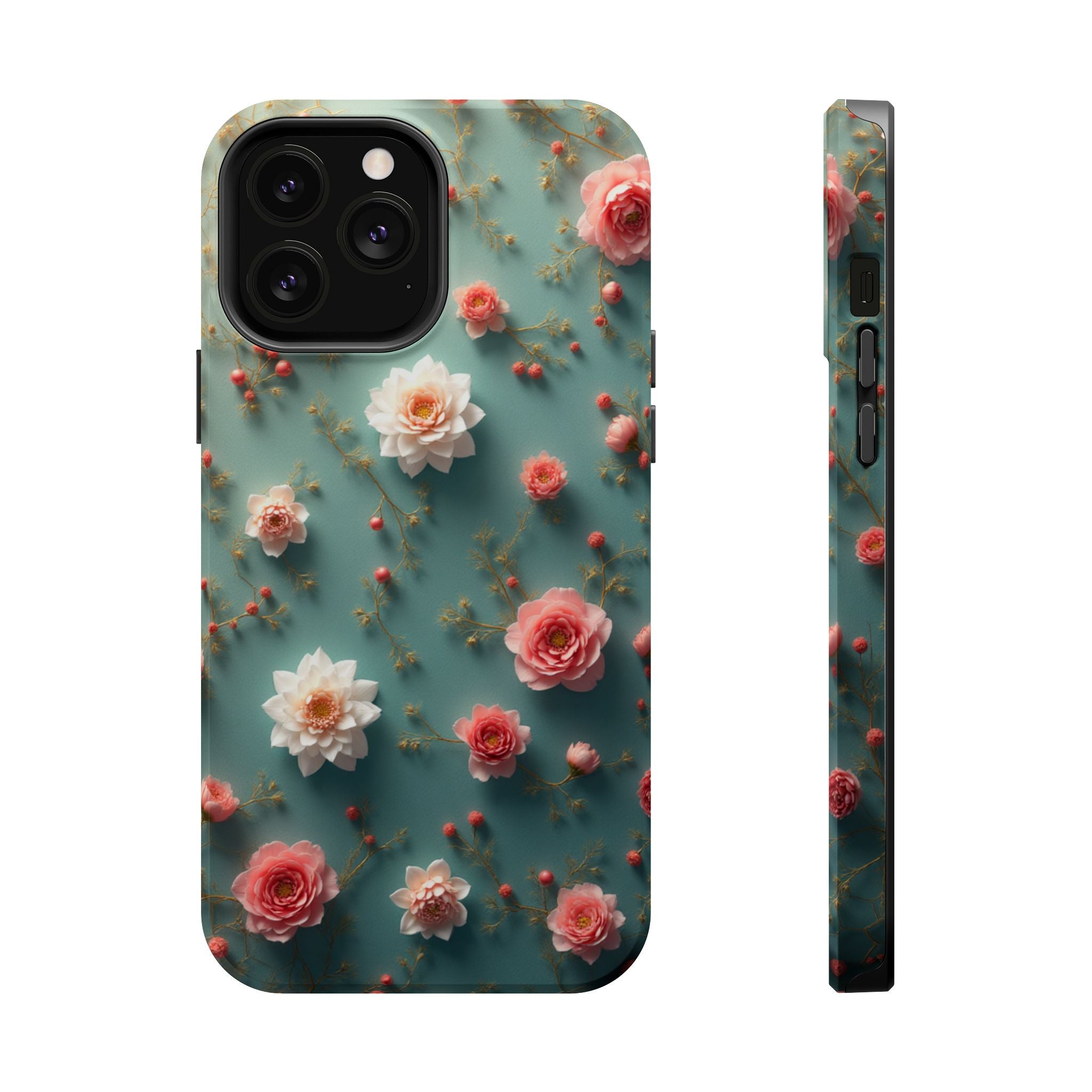 Floral Rose Pattern Magnetic Impact-Resistant Phone Case
