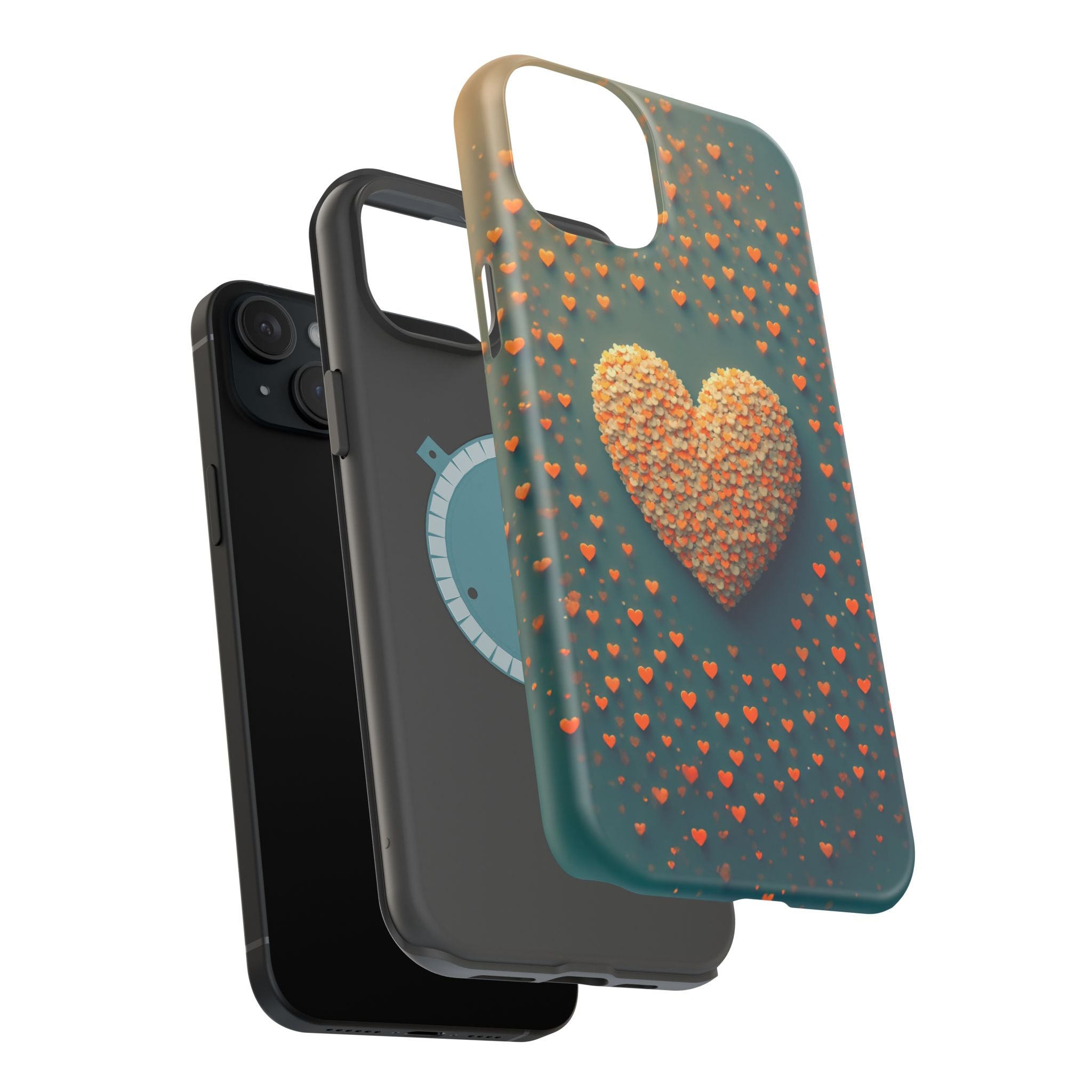 Magnetic Impact-Resistant Phone Case — Textured Heart Confetti Design