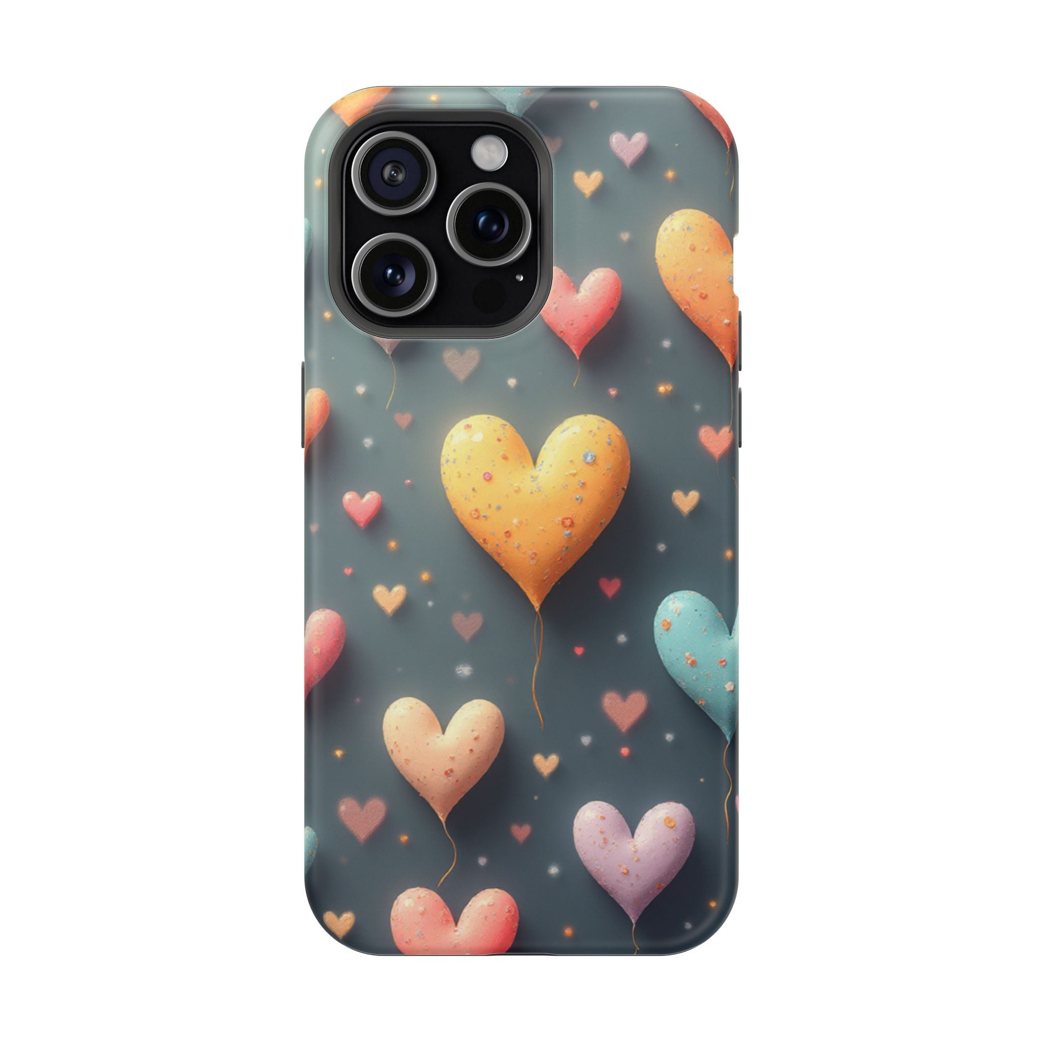 Magnetic Impact-Resistant Phone Case — Colorful Floating Heart Design
