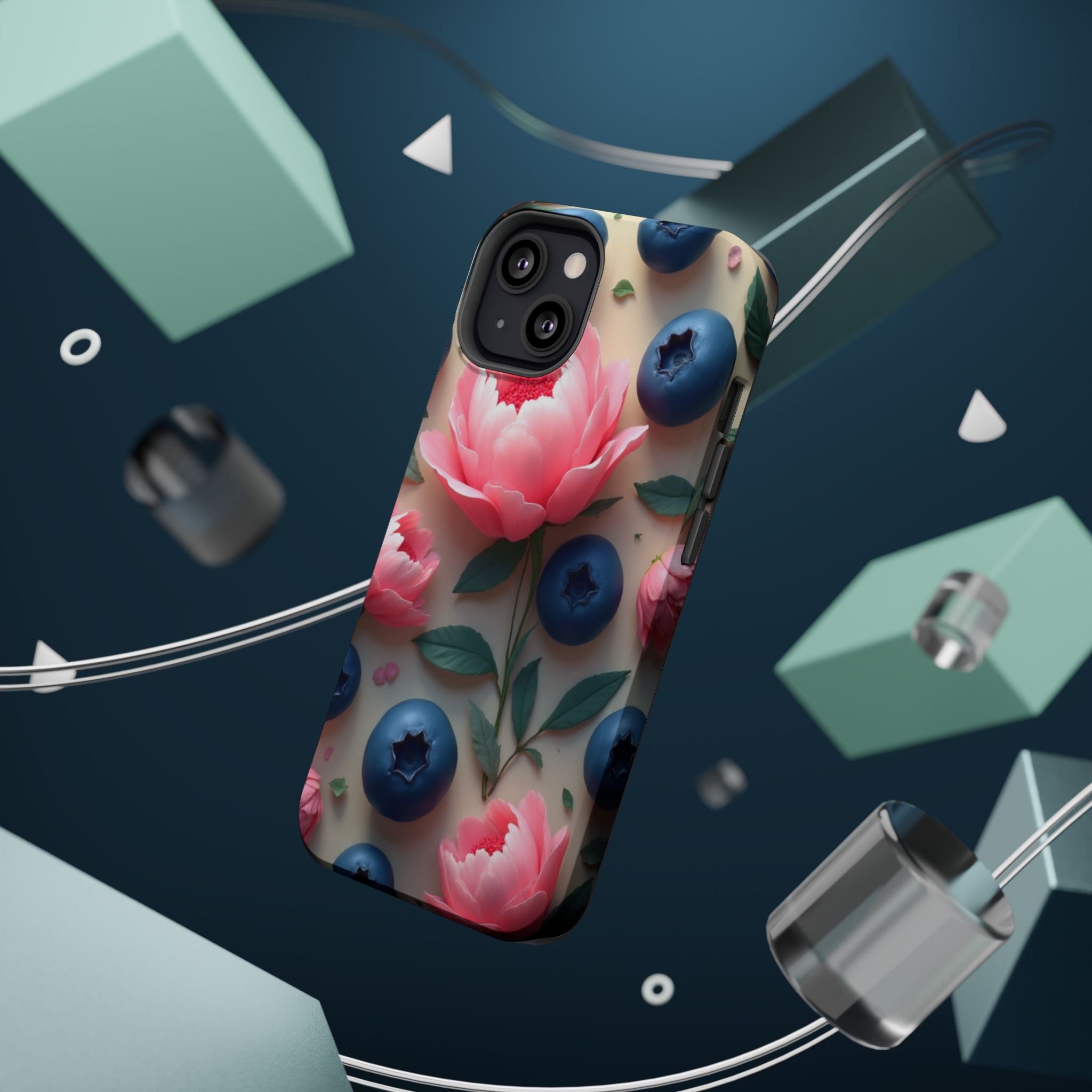 Floral Blueberry Phone Case — Magnetic Impact-Resistant