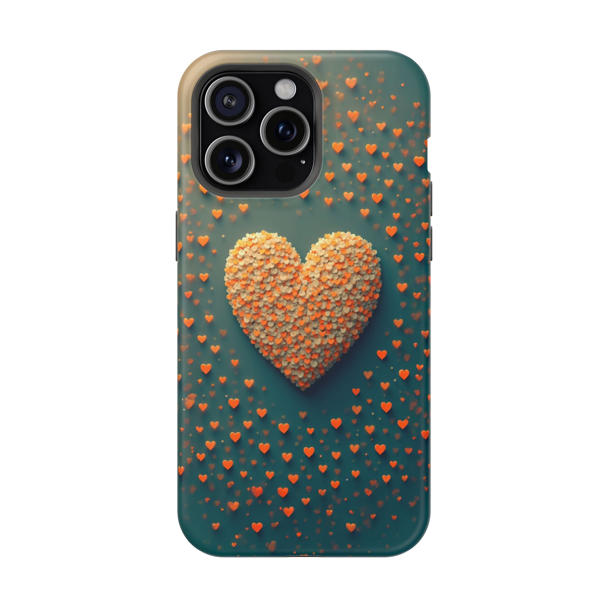 Magnetic Impact-Resistant Phone Case — Textured Heart Confetti Design