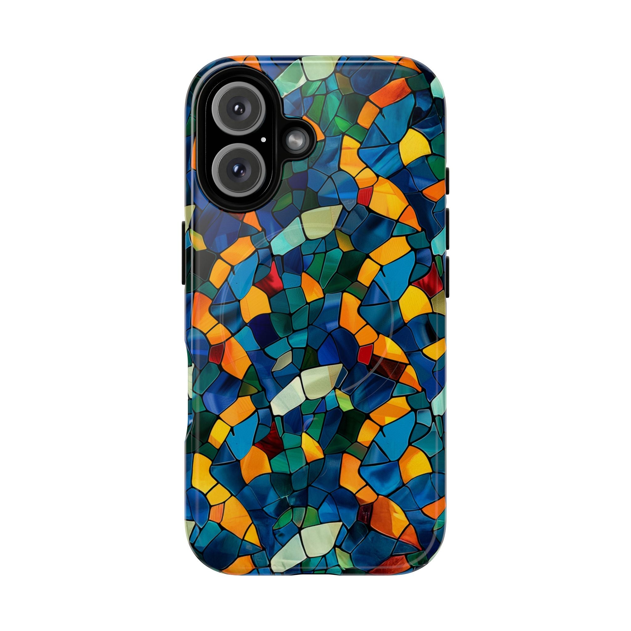 Stained Glass Mosaic Tough Magnetic Phone Case — Vibrant Abstract Protective Cover