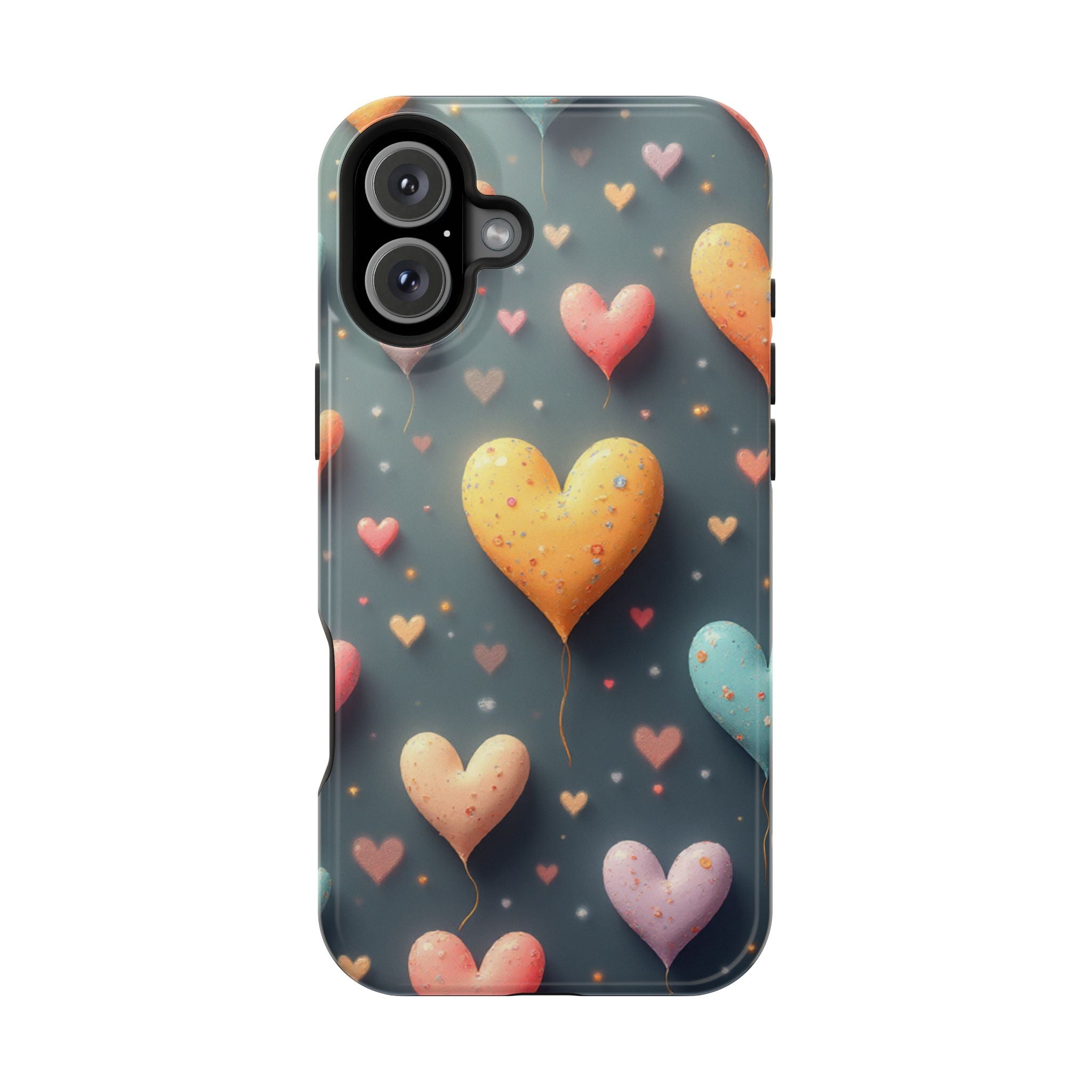 Magnetic Impact-Resistant Phone Case — Colorful Floating Heart Design
