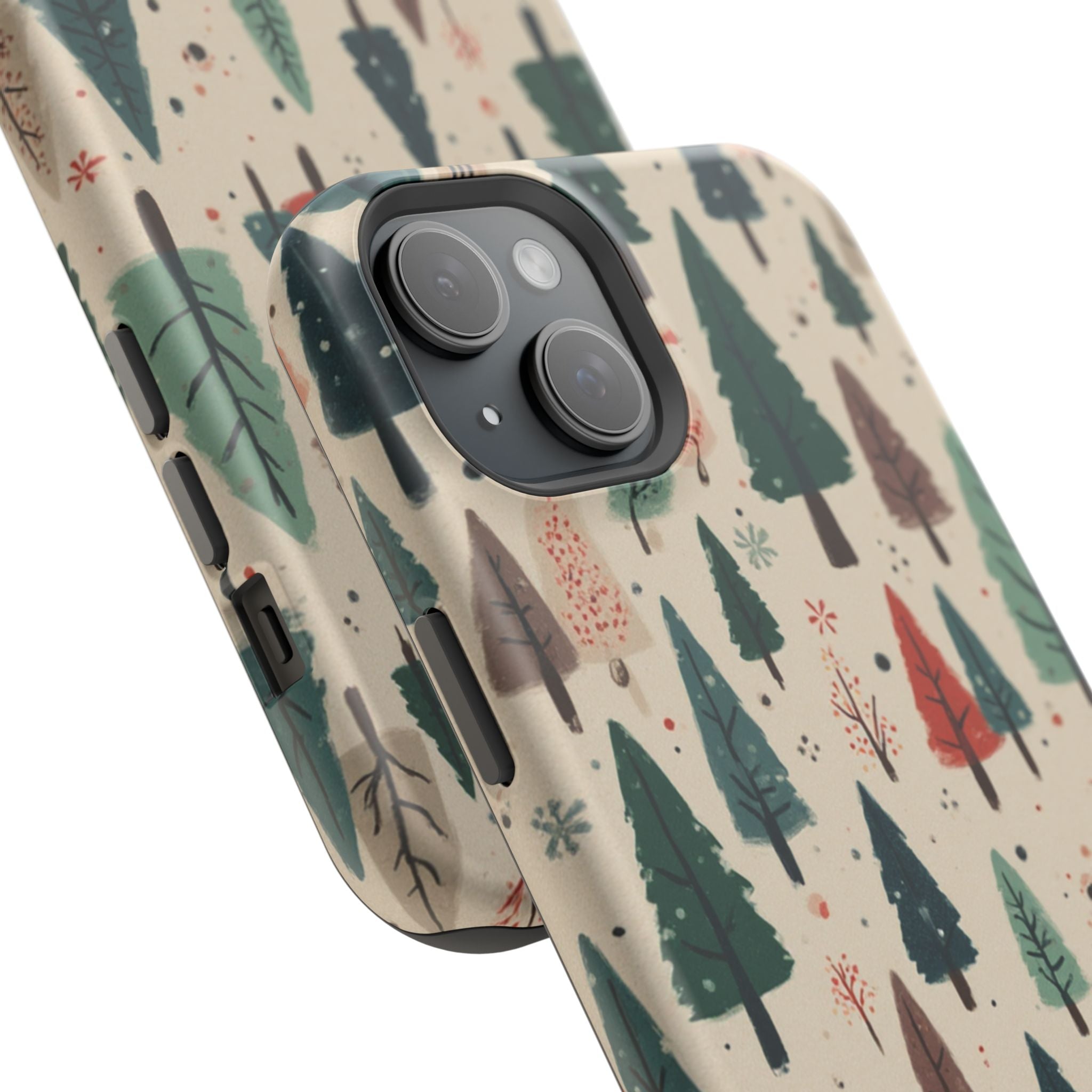 Forest Pattern Magnetic Impact-Resistant Phone Case — Winter Tree Design