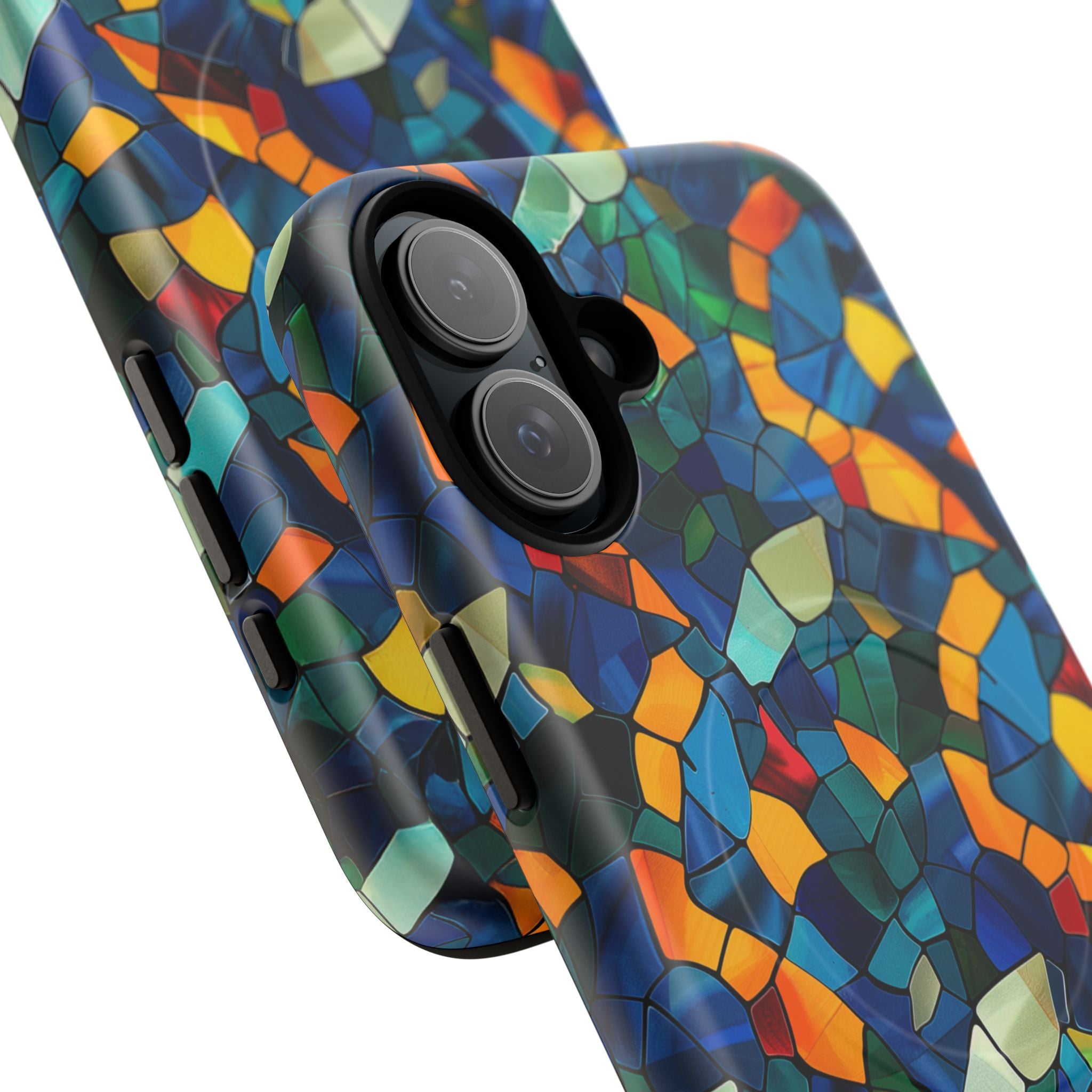 Stained Glass Mosaic Tough Magnetic Phone Case — Vibrant Abstract Protective Cover
