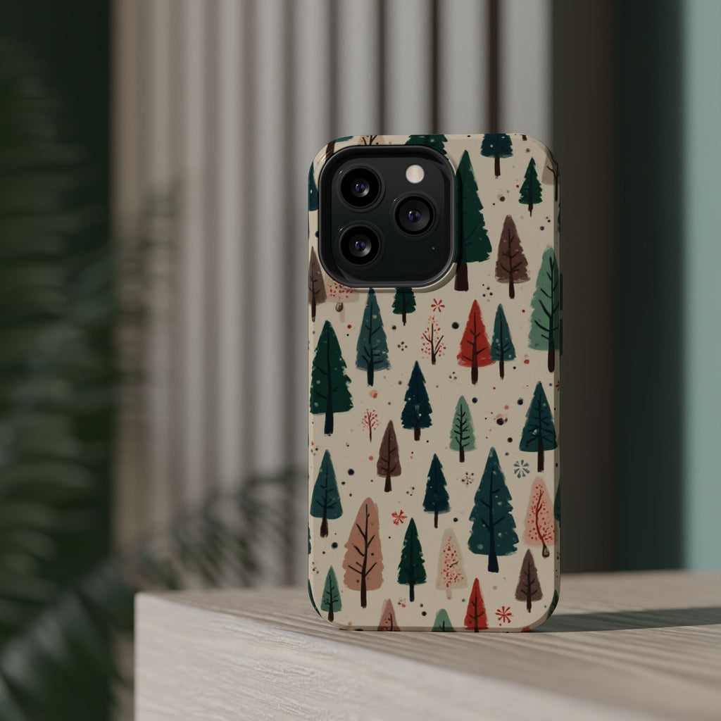 Forest Pattern Magnetic Impact-Resistant Phone Case — Winter Tree Design