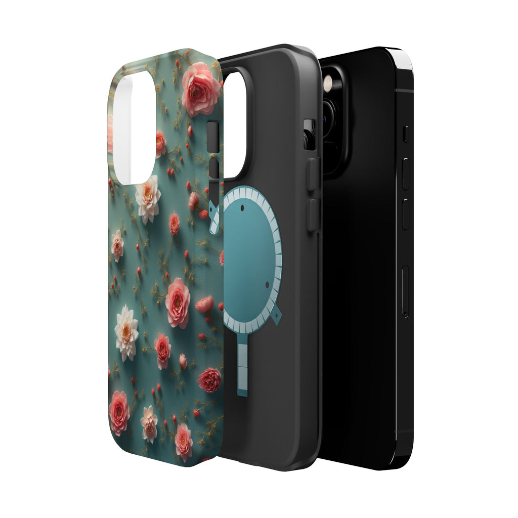 Floral Rose Pattern Magnetic Impact-Resistant Phone Case