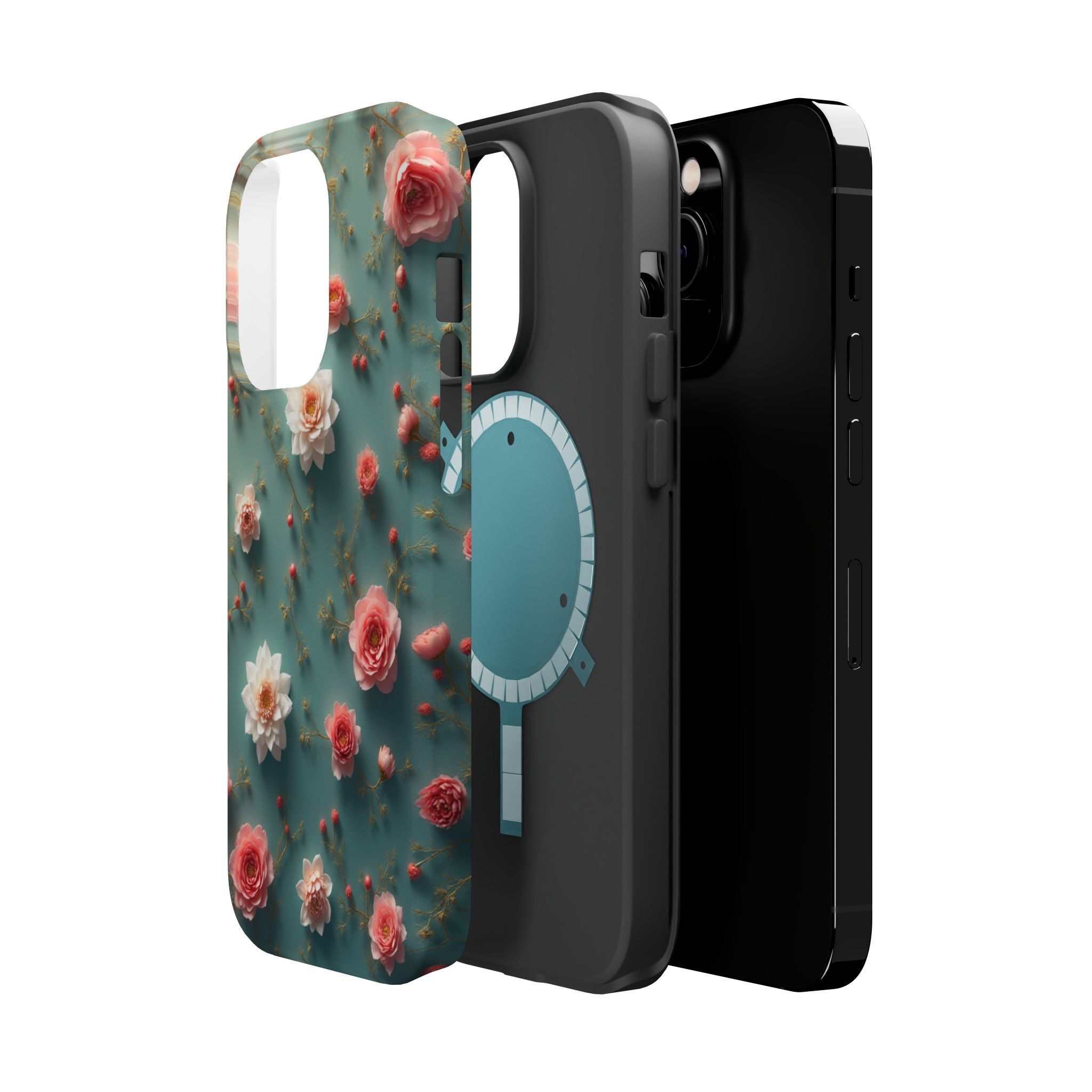 Floral Rose Pattern Magnetic Impact-Resistant Phone Case