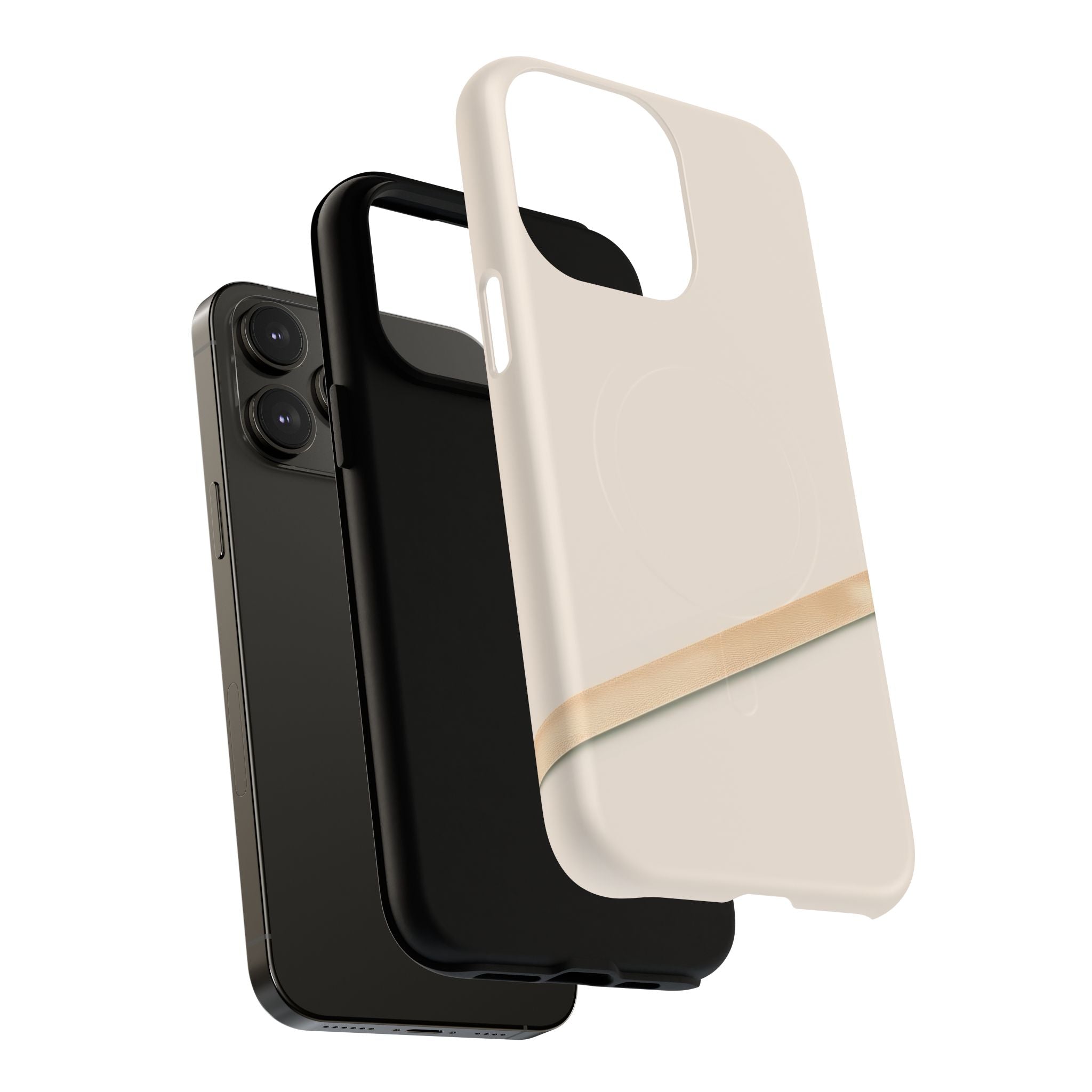 MagSafe Tough Phone Case — Sleek Sandstone with Gold Accent