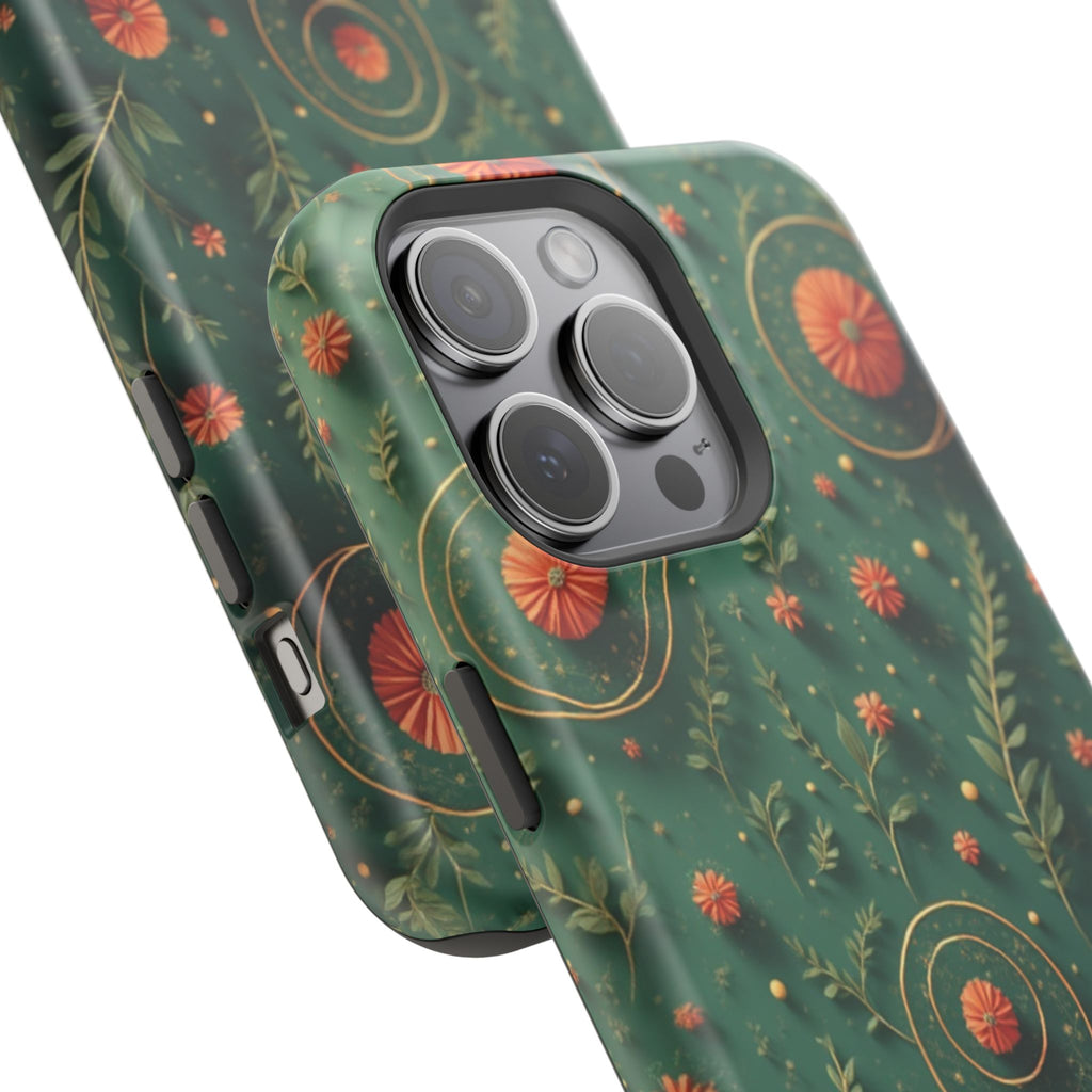 Floral Green Magnetic Impact Phone Case — Protective Botanical Design