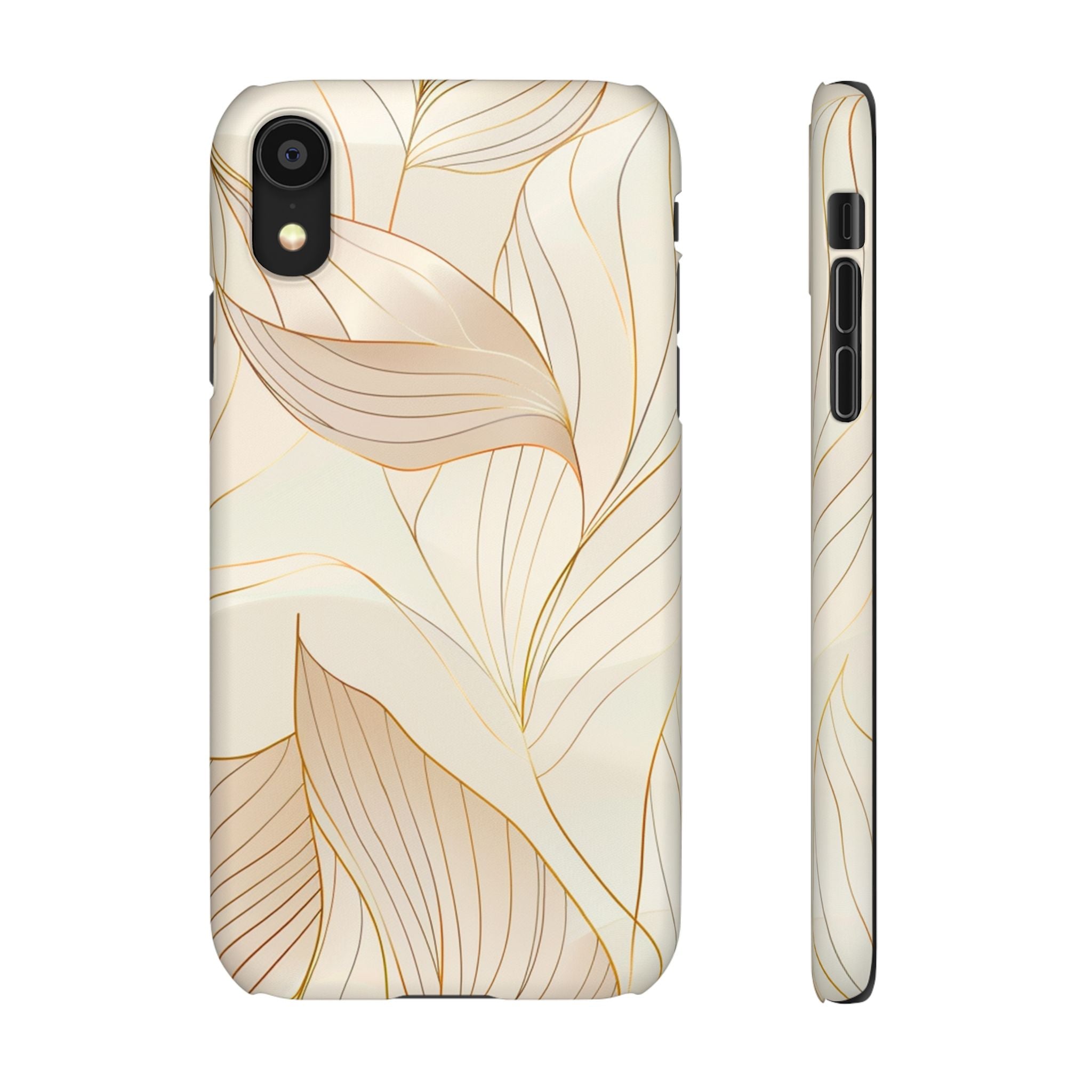 Floral Gold Leaf Phone Case — Elegant Neutral Botanical Snap Case