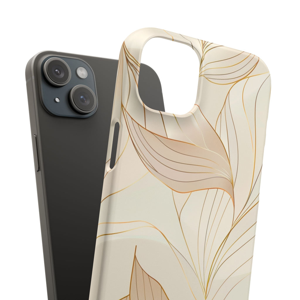Floral Gold Leaf Phone Case — Elegant Neutral Botanical Snap Case